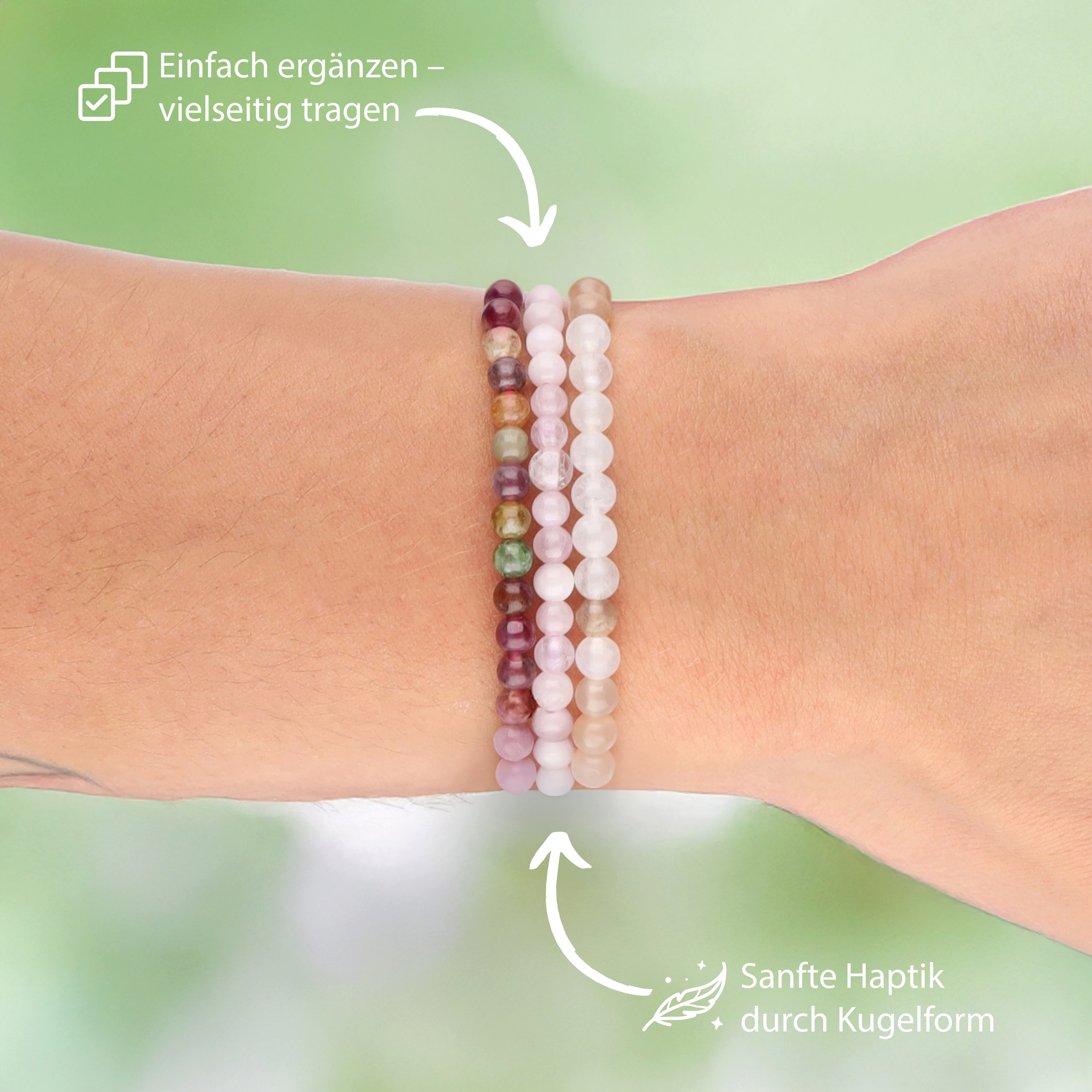 Lebensquelle Plus Armband Turmalin, bunt, Mini-Kugelarmband, 4 mm – Bild 3 von 4