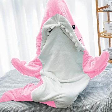 Wohndecke Hai Decke mit Ärmeln, Flauschig Hoodie Superweiche Cozy Hai-Schlafsack, NUODWELL