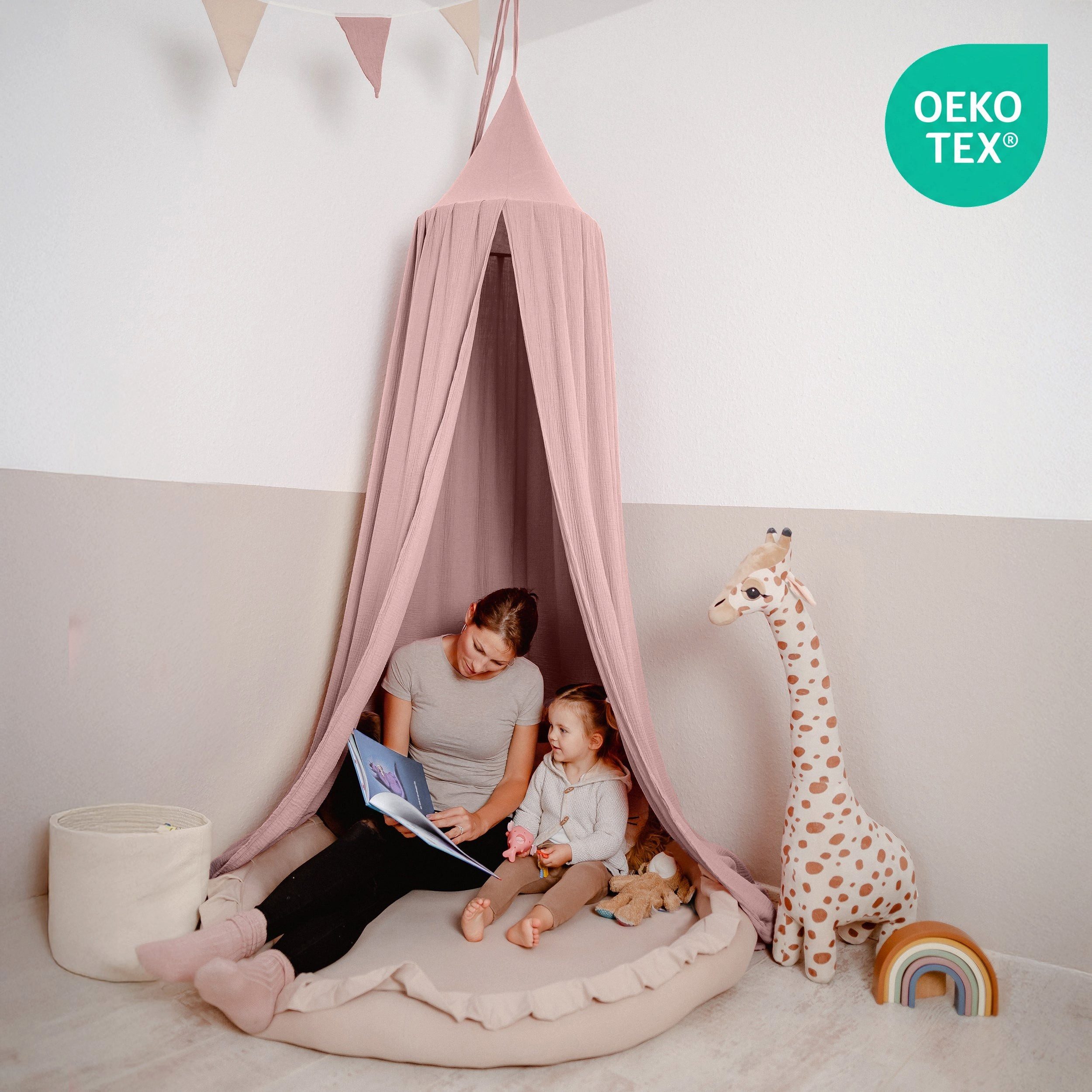 lilimaus Betthimmel für Kinderzimmer & Kuschelecke - großer Baldachin aus 100% Musselin (1-tlg), handgenäht - Rückzugsort zum Träumen, Lesen & Spielen
