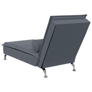 vidaXL Chaiselongue Massage-Chaiselongue mit Nackenrolle Dunkelgrau Samt, 1 Teile