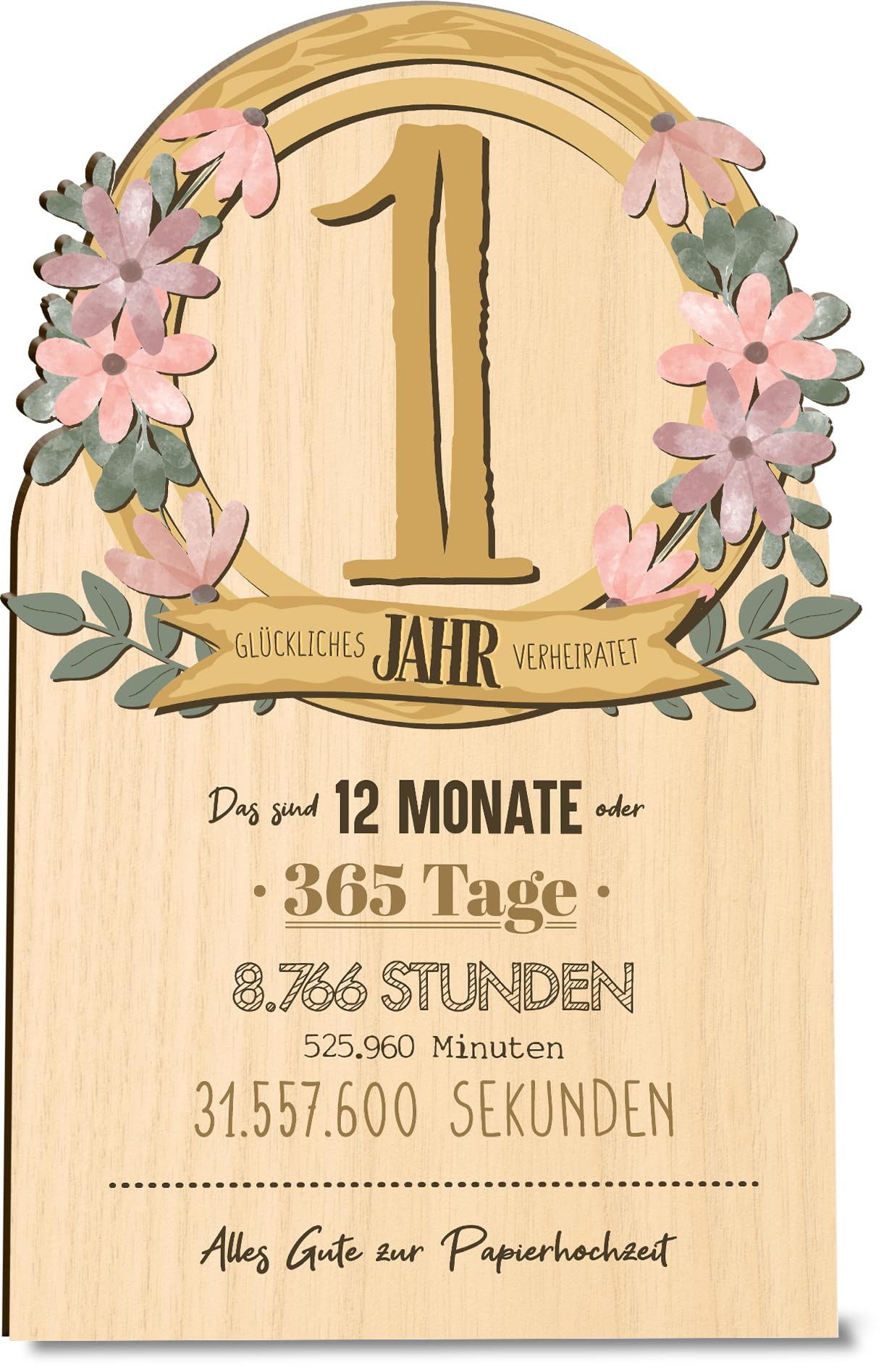 FOUORTUNATE-BEE Hochzeitskarte Holzkarte zum Hochzeitstag, Jubiläumsgeschenk für Ehepaare & Paare, Hochzeitsjubiläum Holzkarte als Geschenk und Tischdeko zum Jahrestag