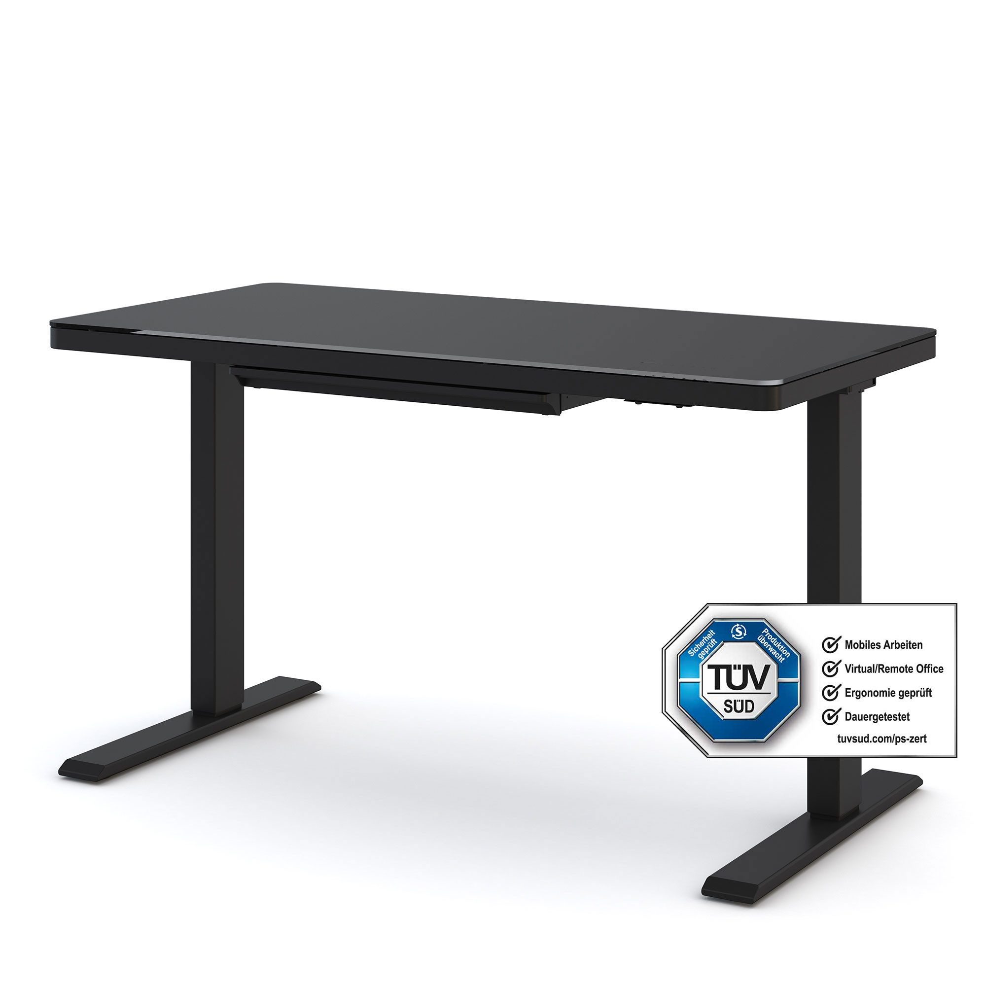 ASSMANN Büromöbel Schreibtisch Vindaro (120x60cm Schwarz elektrisch höhenverstellbar 2-fach-Motorik Einfachhub, einfache Montage, für Büro und Homeoffice), TÜV-zertifiziert, 5 Jahre Herstellergarantie