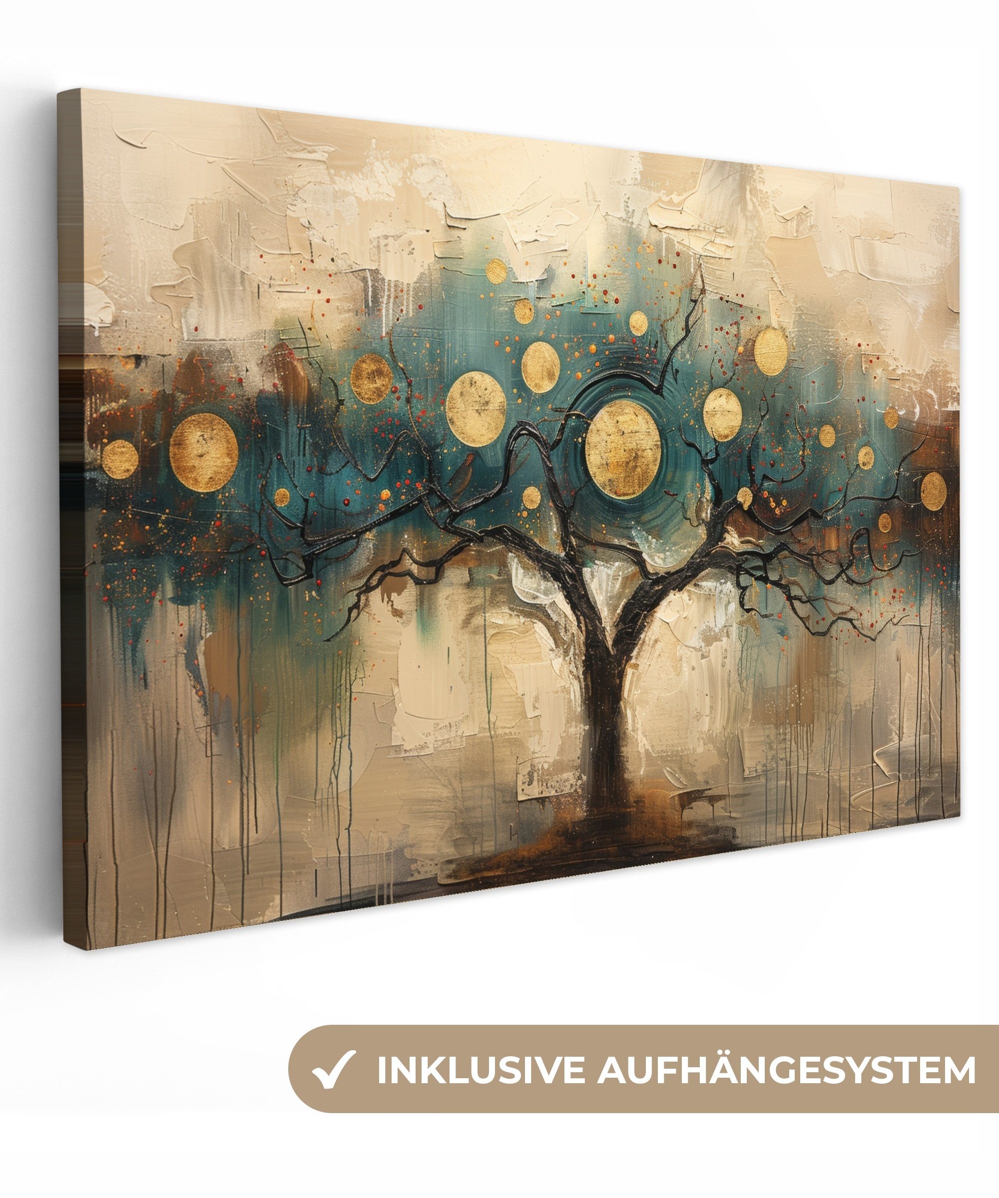 OneMillionCanvasses® Leinwandbild Baum - Abstrakt - Braun - Gold - Industri günstig online kaufen