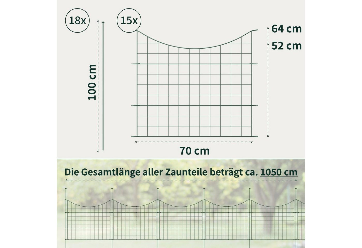 Thumbnail - VERDOBA Zaun Teichzaun Gartenzaun Hundezaun - Metall Gitterzaun aus Zaunelementen