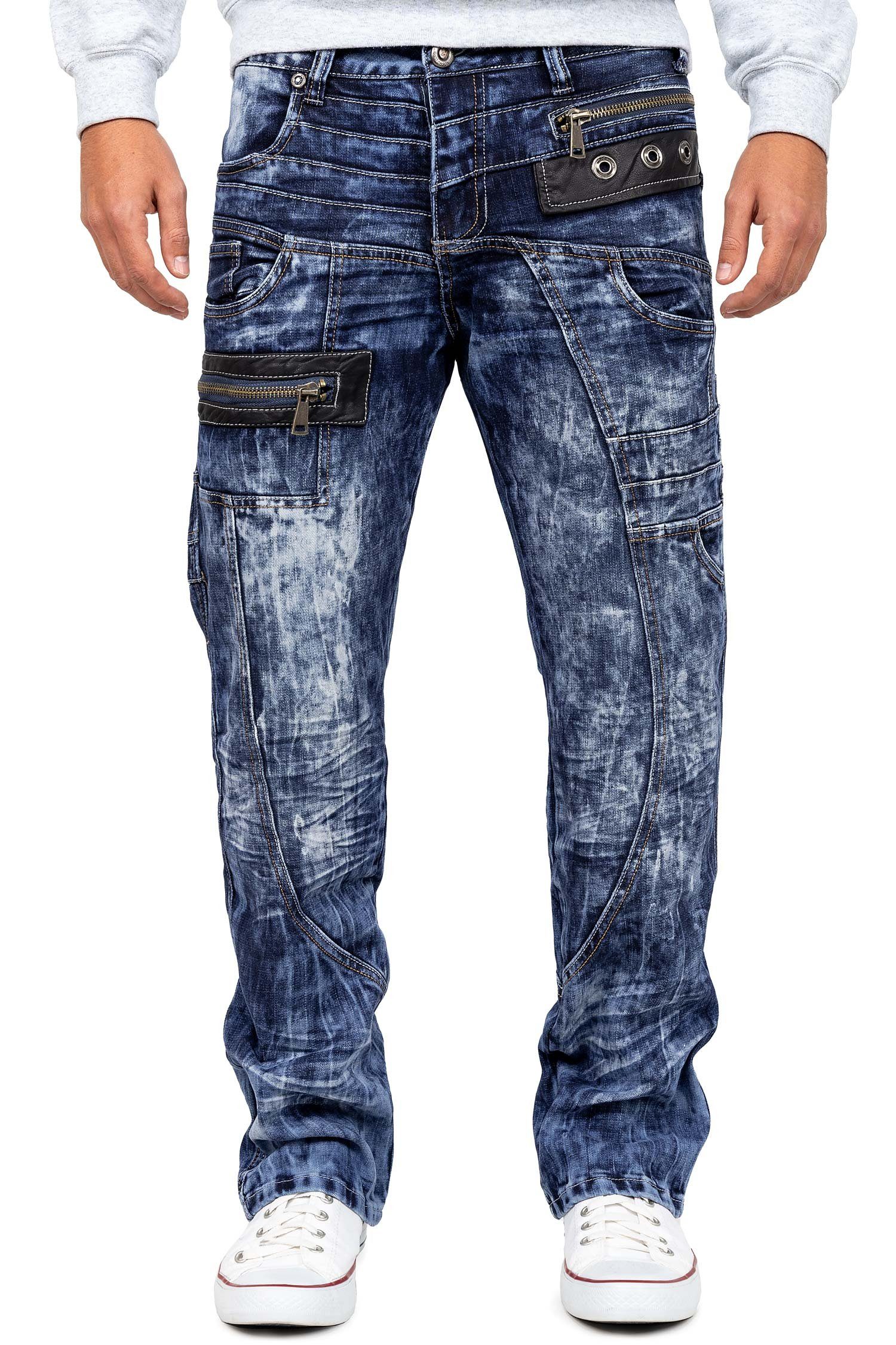 Kosmo Lupo 5-Pocket-Jeans Auffällige Herren Hose BA-KM070 (1-tlg) mit Schri günstig online kaufen