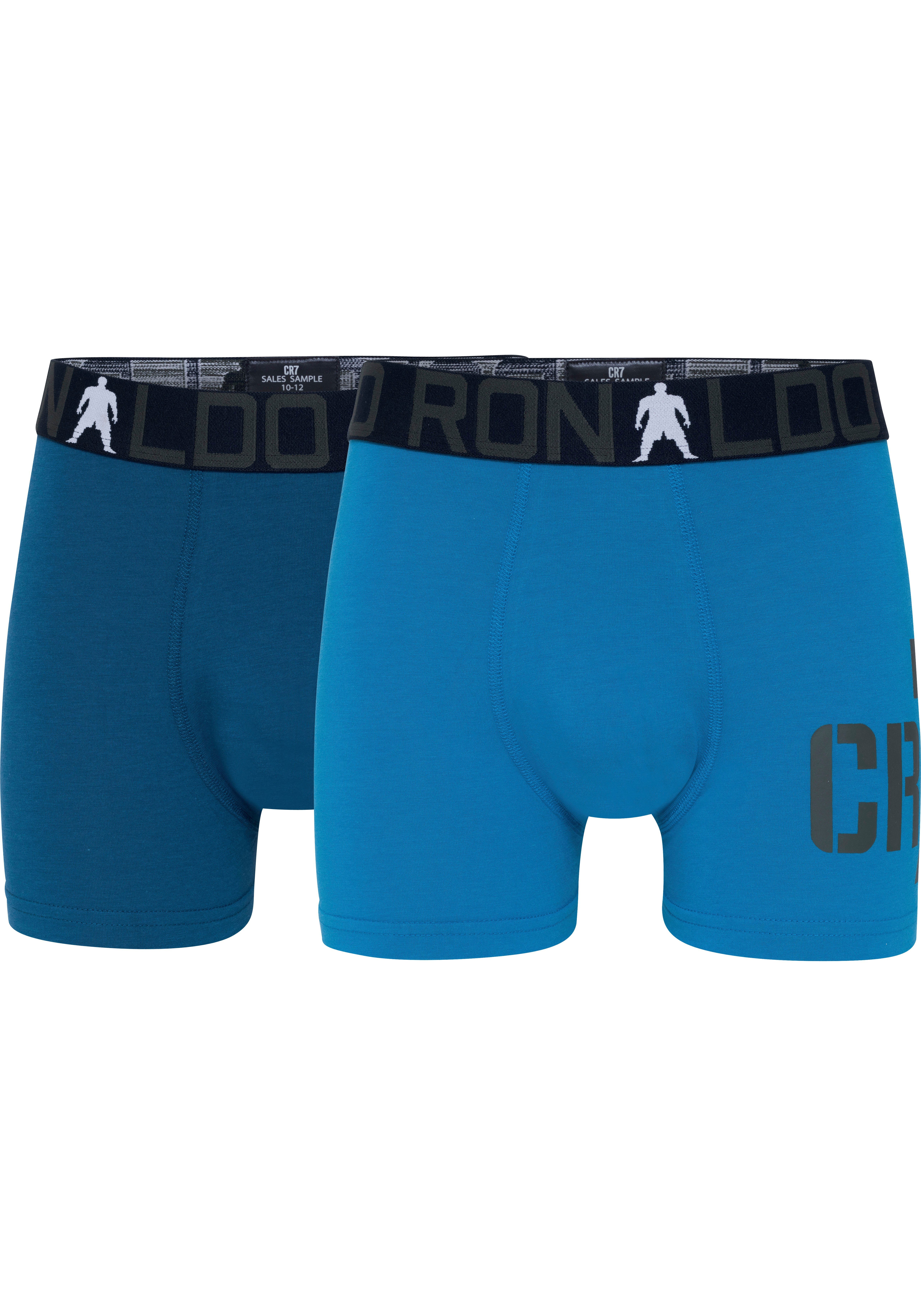 CR7 linken 2er-Pack) Logo-Motiv dem auf (2-St., Mid mit blue/blue Bein Trunk