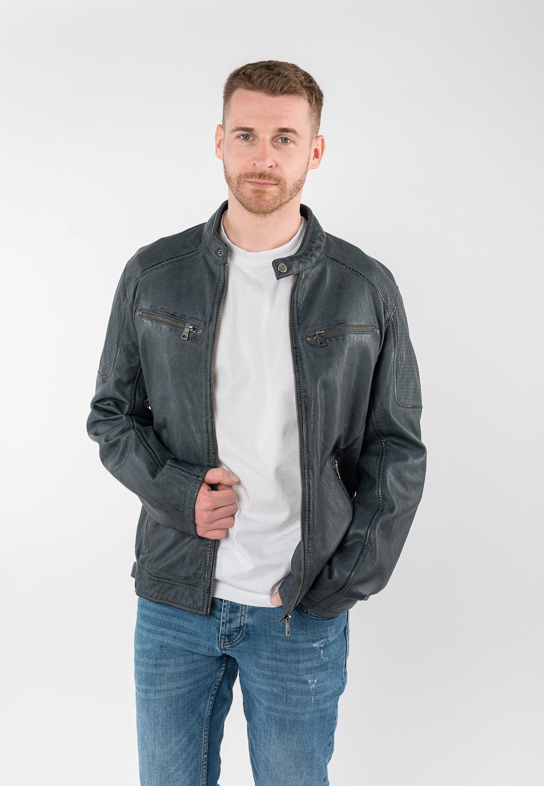 Mauritius Lederjacke MMBroum mit Bikerkragen