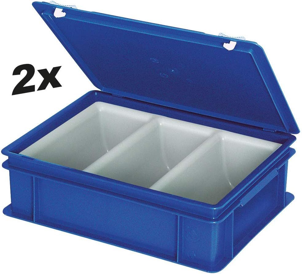 BRB-Lagertechnik Besteckkoffer 2x Euro-Besteckkasten mit 3-Mulden-Einsatz