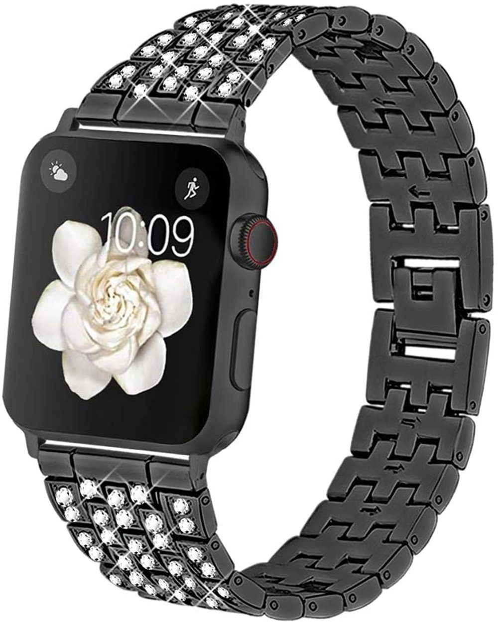 ELEKIN Smartwatch-Armband kompatibel Serie iWatch 7/6/5/4/SE/3/2/1 schwarz für mit Armband Apple Watch