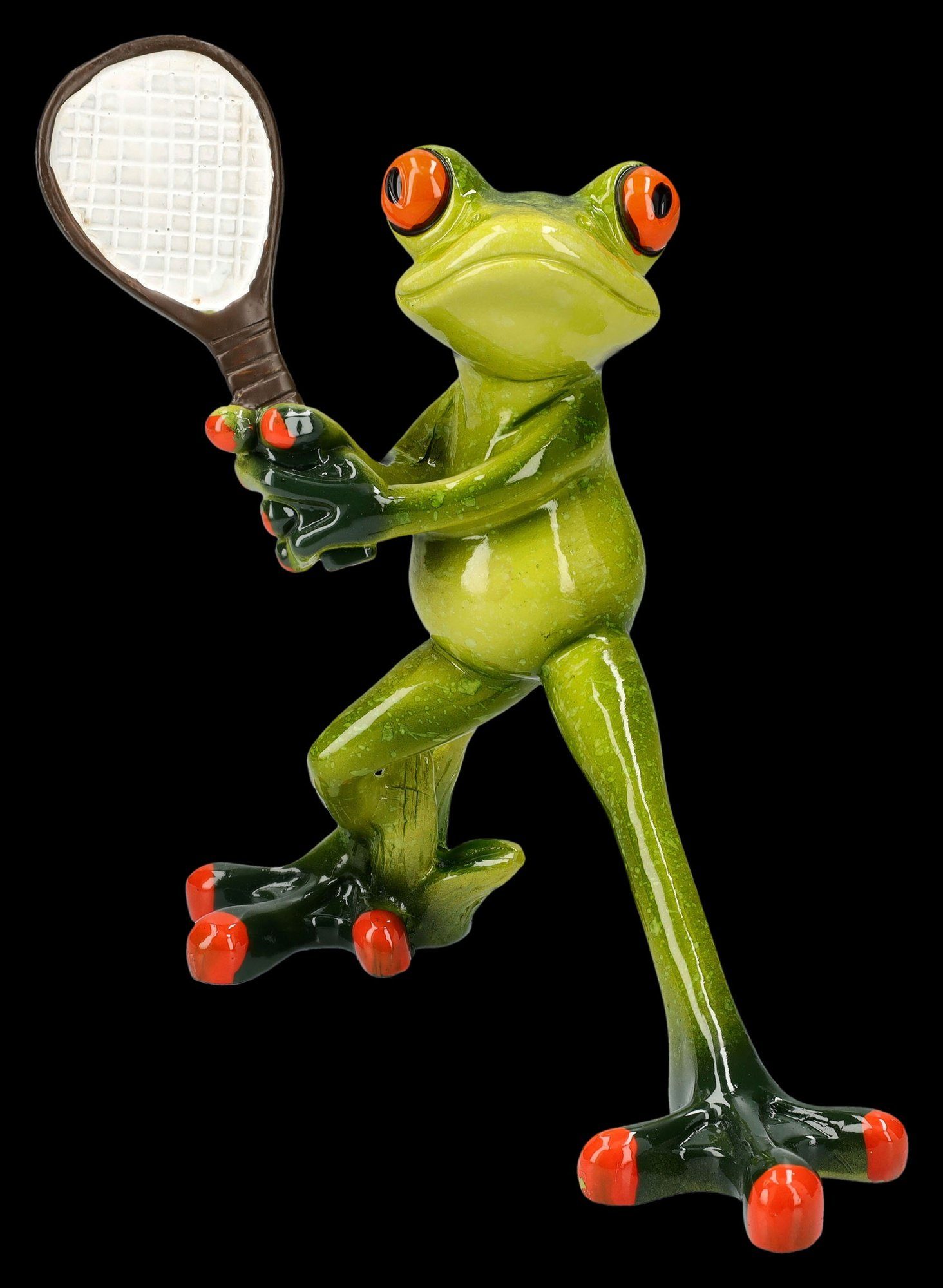 Figuren Shop GmbH Tierfigur Lustige Frosch Figur - Tennis Ass - Tennisspieler Dekofigur Tierfigur | Tierfiguren