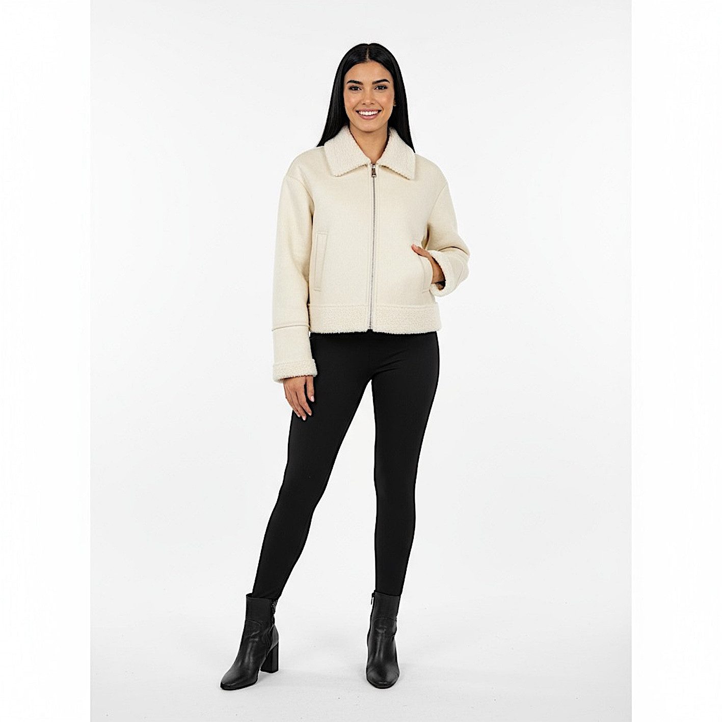 Lederimitatjacke Worldclassca Kunstwildleder Teddy Jacke Warm Gefüttert Übergangsjacke