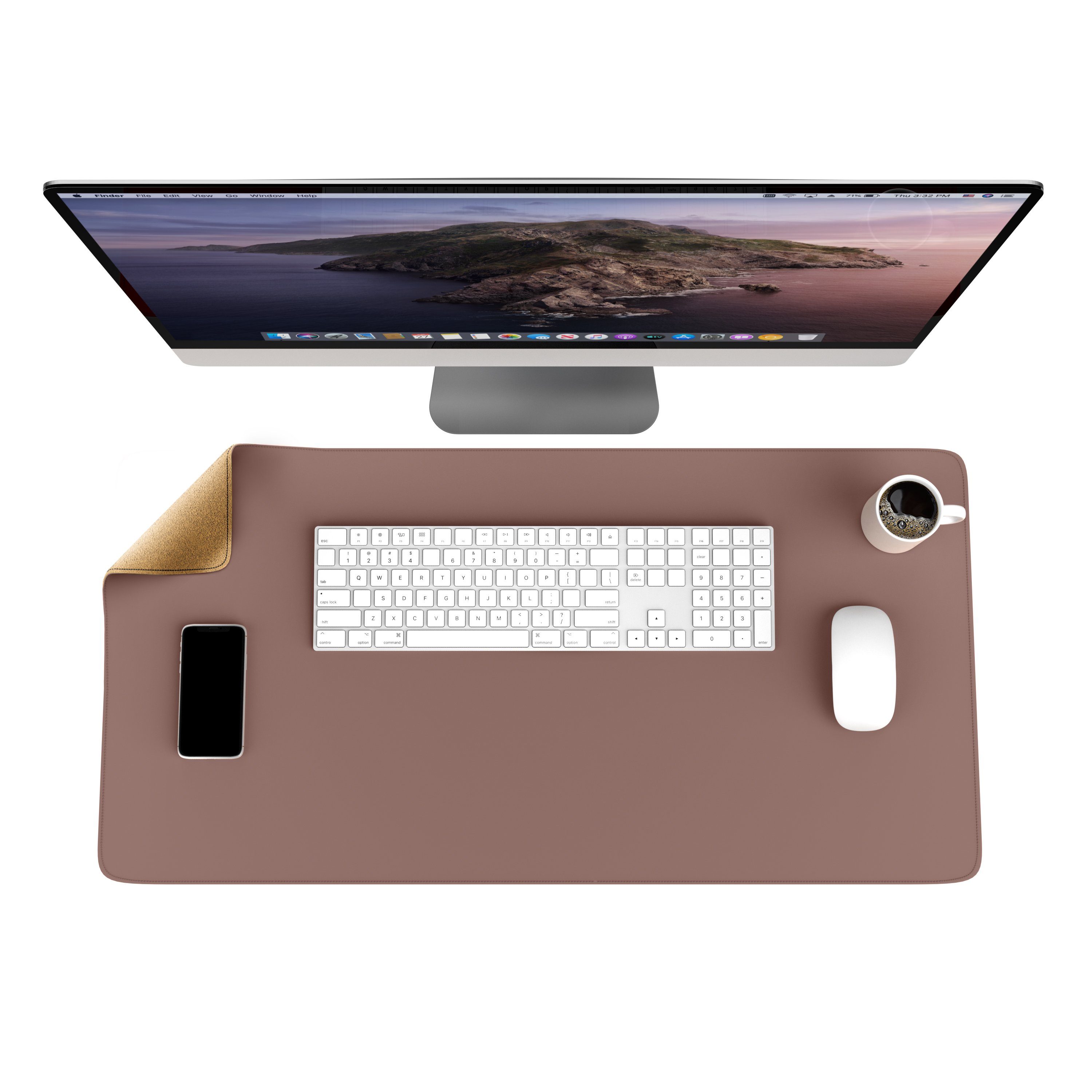 CSL Mauspad XXL Mousepad 800 x 400 x 3 mm, Tischunterlage, Elegante Leder Optik (1-St), rutschfest, abwaschbar, Geschwindigkeit & Präzision, Khaki, Gaming