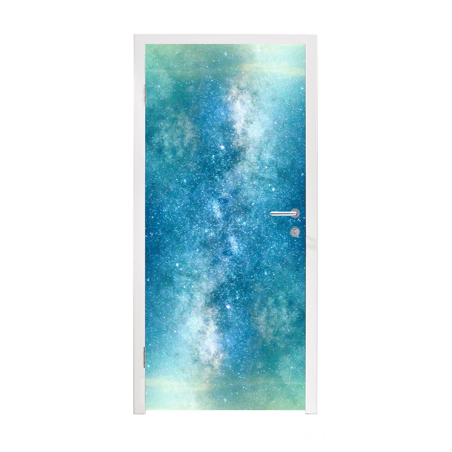 MuchoWow Türtapete Sterne - Himmel - Blau - Jungen - Mädchen - Kinder, Matt, bedruckt, (1 St), Fototapete für Tür, Türaufkleber, 75x205 cm