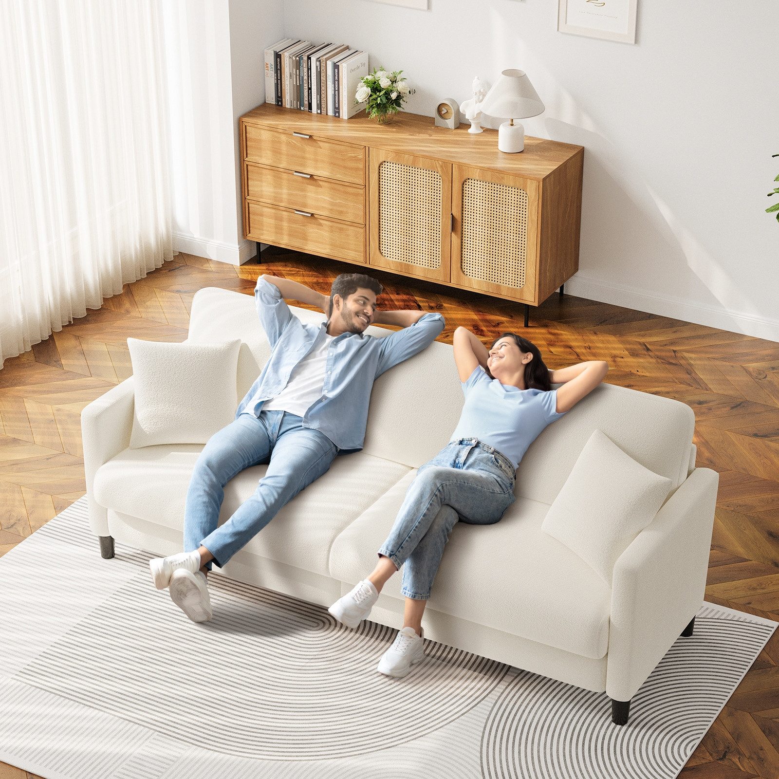 ToteBox 3-Sitzer 3-Sitzer Teddy Fleece Werkzeugfreier Aufbau Sofas für Wohnzimmer