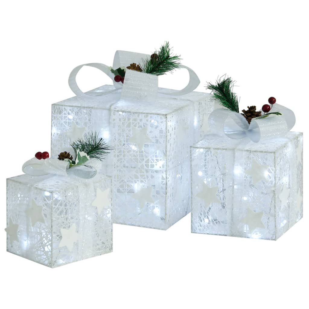 vidaXL Dekolicht NA Geschenkboxen Weihnachten 3 Stk Silbern Outdoor Indoor Weihnachtsbe