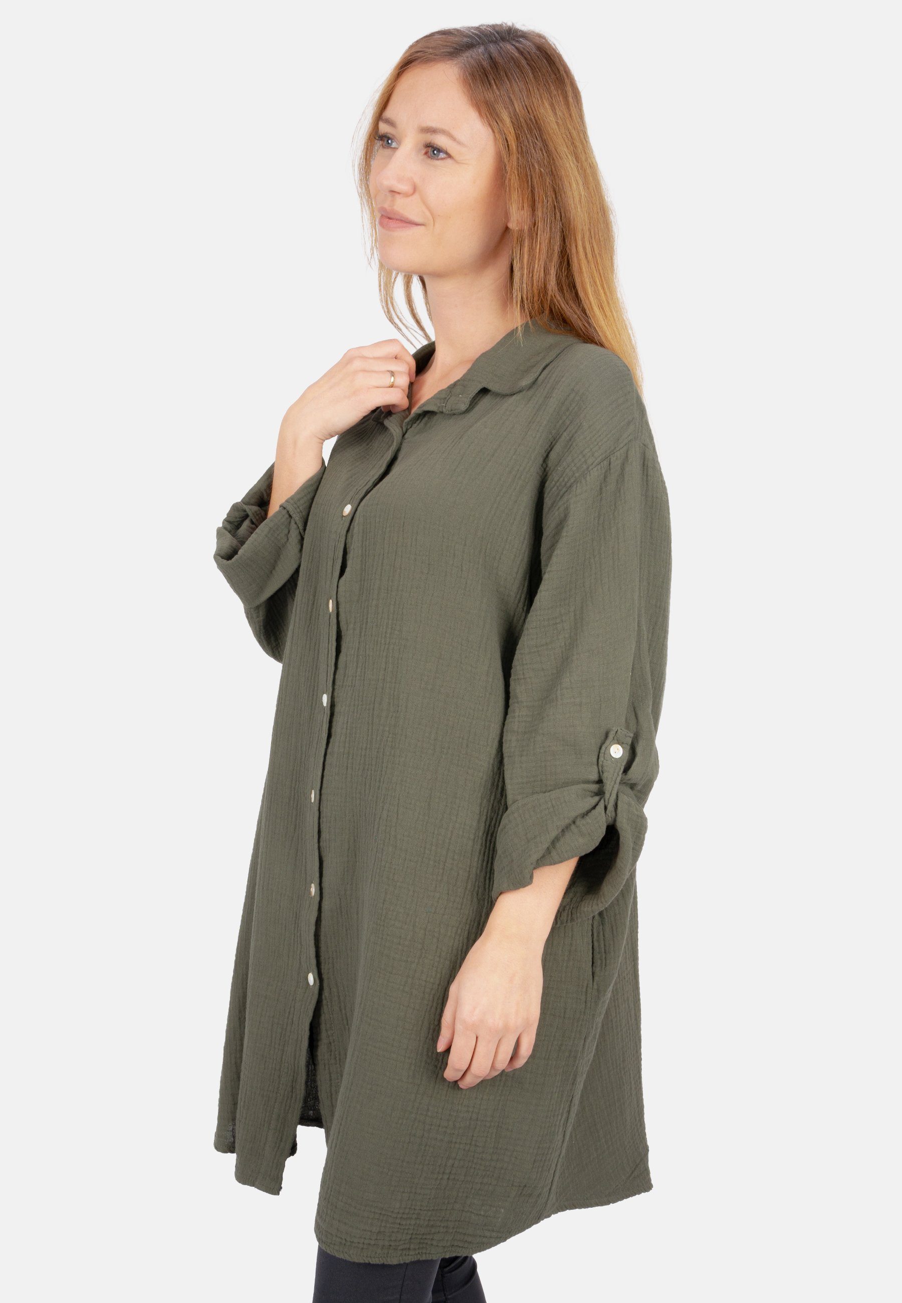 Seasons of April Hemdbluse Oversized Musselinbluse günstig online kaufen
