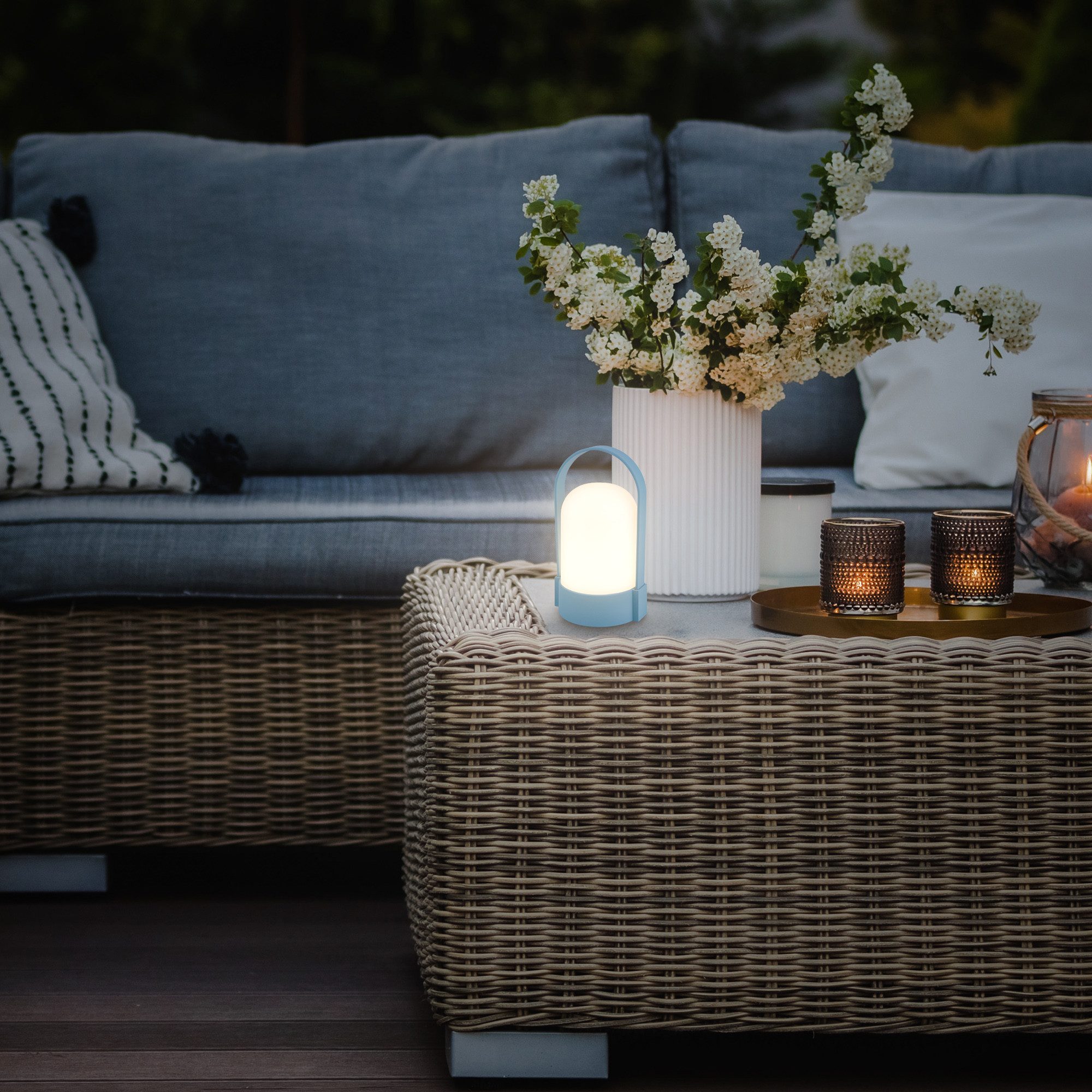 Briloner Leuchten Tischleuchte LED Tischlampe Warmweiß Akku dimmbar Indoor Outdoor, Single, LED fest integriert, 3000K - Warmweiß