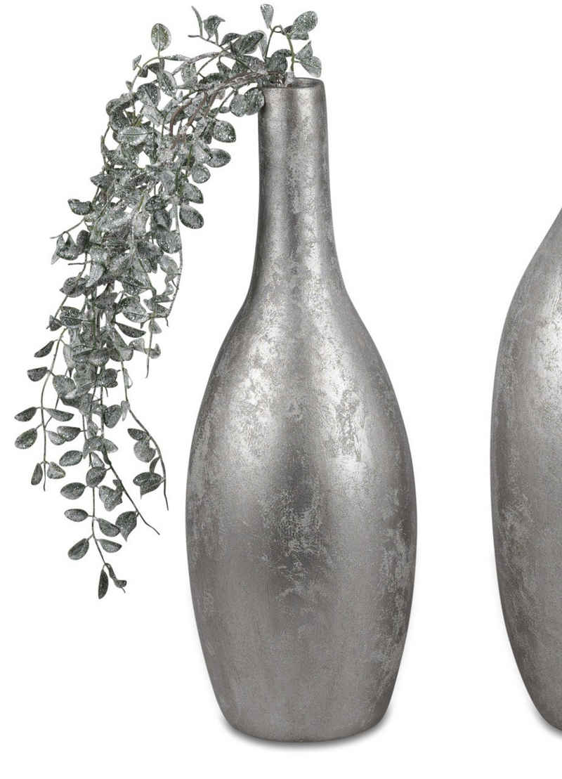 formano Dekovase Vintage, Silber H:42cm D:15cm Keramik