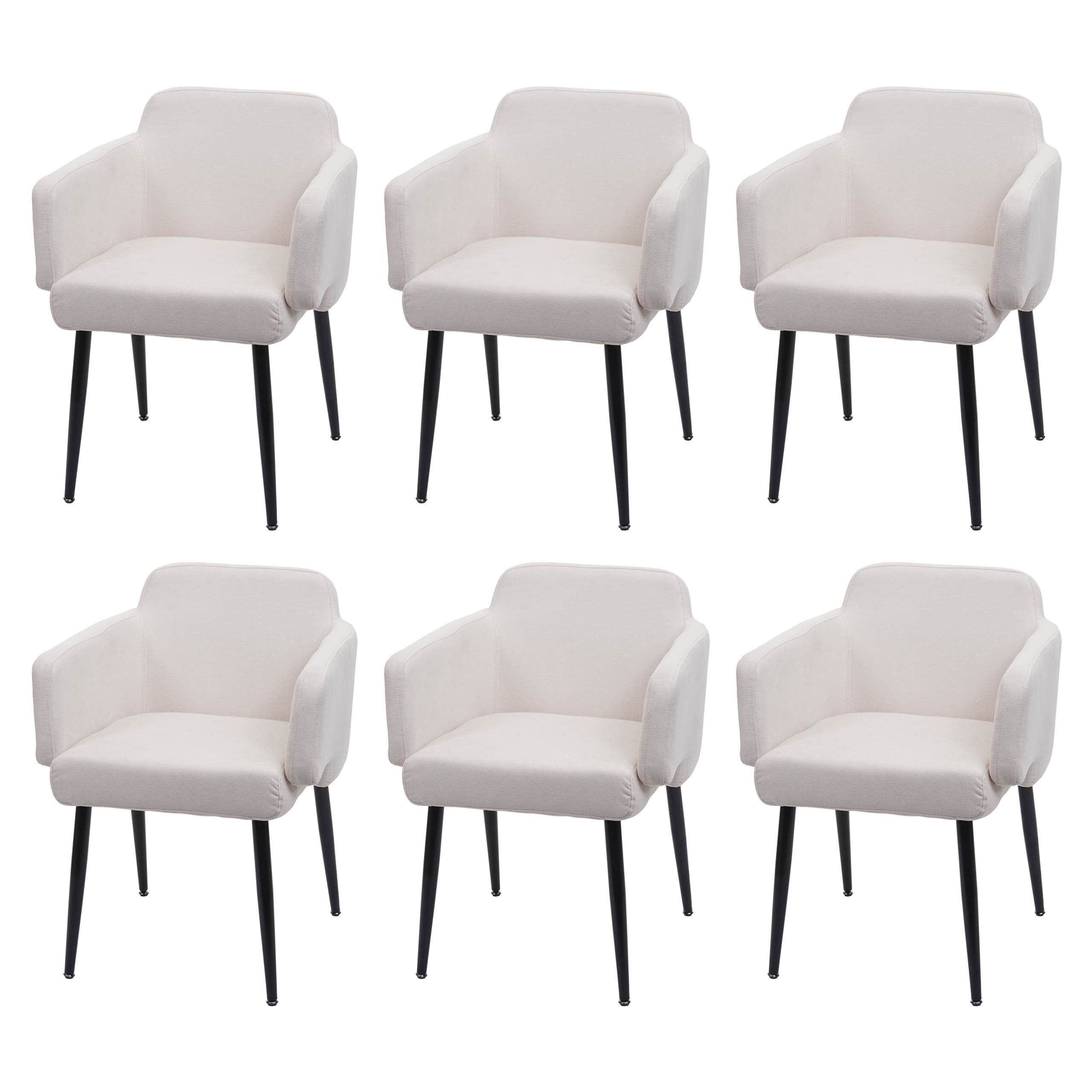 MCW Esszimmerstuhl MCW-L13-6 (6er), Mit gepolsterten Armlehnen, Abgerundete Sitz- und Rückenfläche creme-weiß | creme-weiß | Stühle