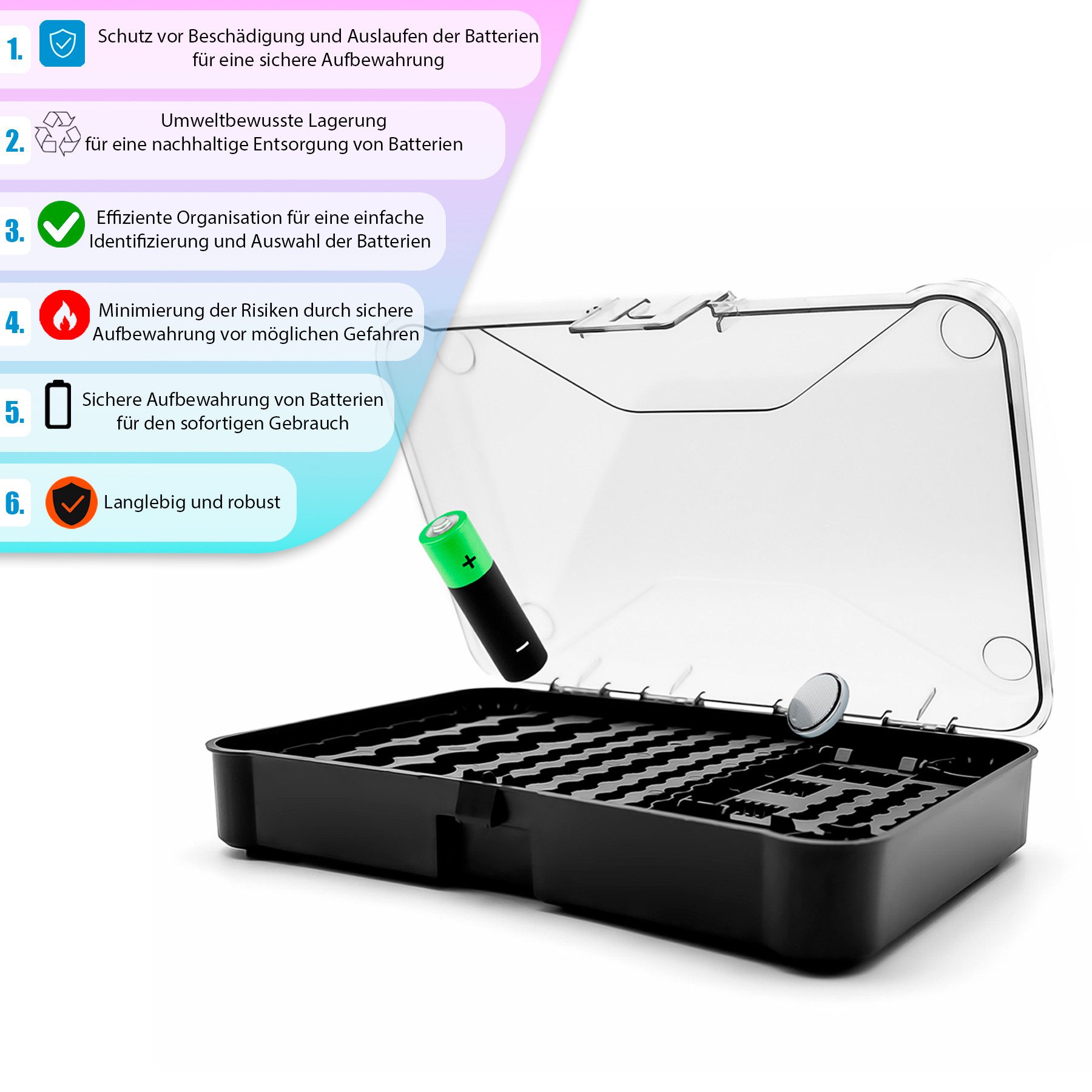 BigDean Aufbewahrungsbox 2 Stück Batterie Aufbewahrungsbox günstig online kaufen