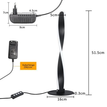 ZMH Tischleuchte Stufenlose Helligkeit mit Schalter für Schlafzimmer Büro, Dimmbar, LED fest integriert, warmweiß-kaltweiß, Schwarz