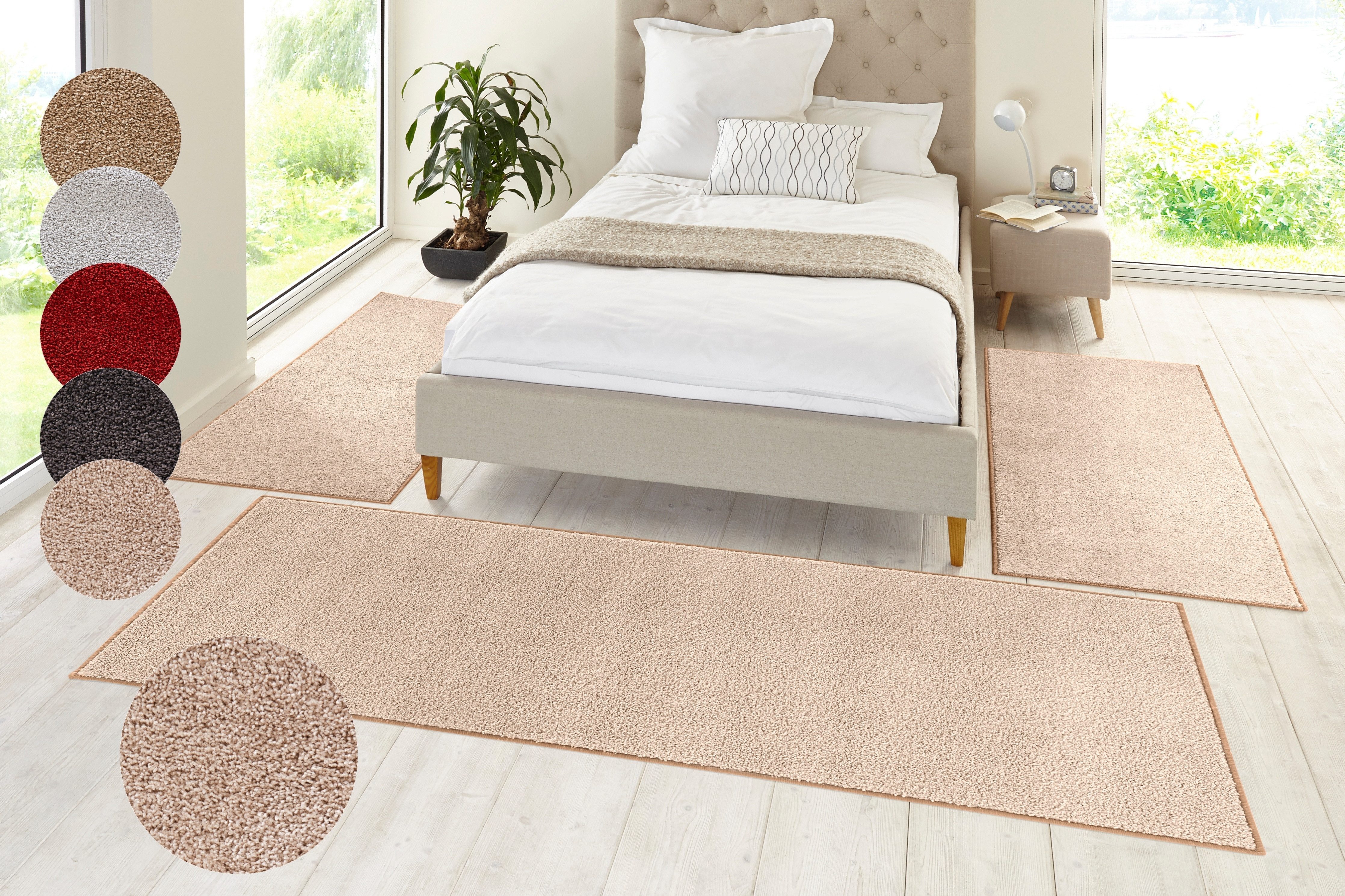 HANSE Home Bettumrandung Pure 100, Höhe 13 mm, (3-tlg), Kurzflor, Unifarben günstig online kaufen