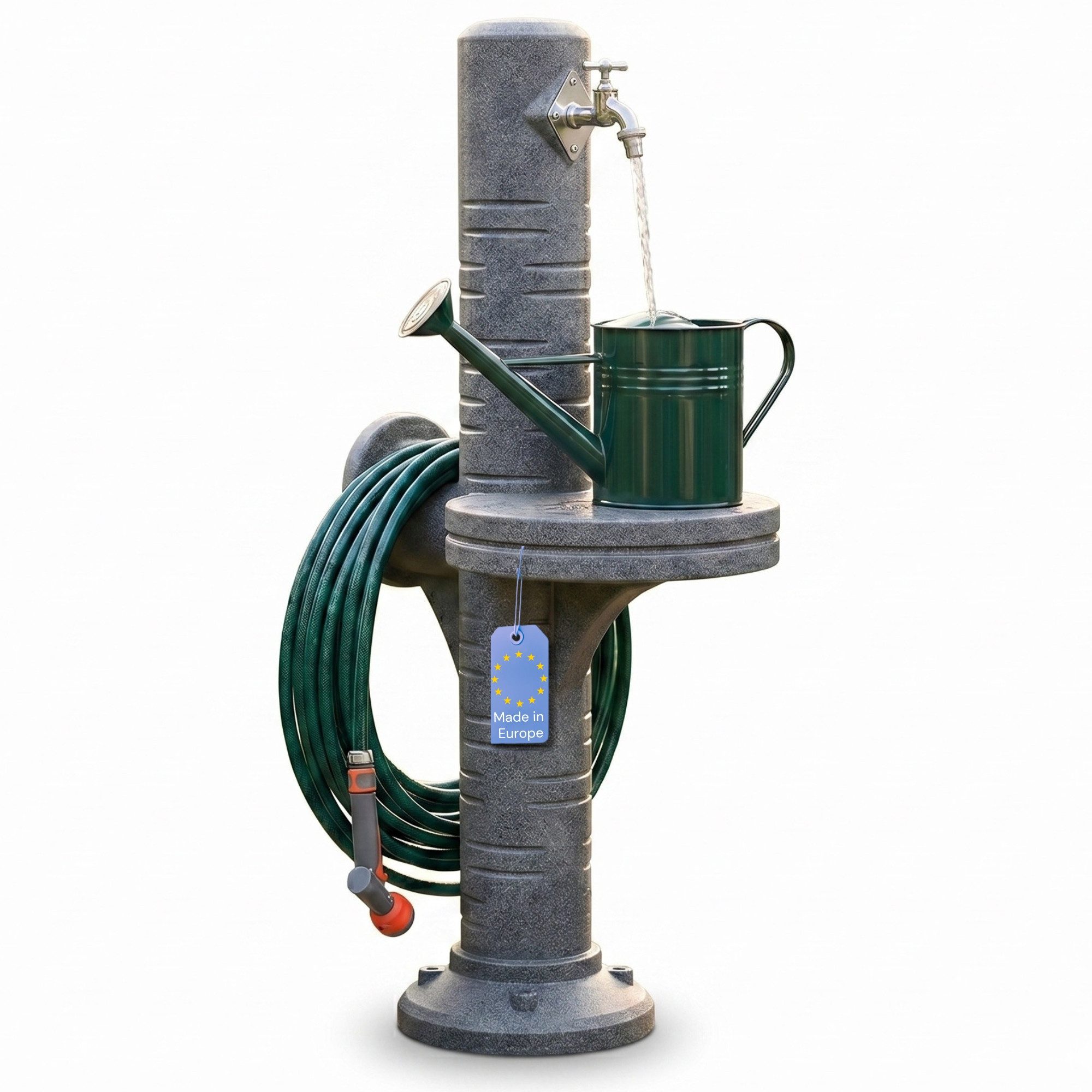 YourCasa Gartenbrunnen AquaPost Wassersäule Garten – Zapfsäule Ablagestellfläche, Wasserhahn, Abstellfläche, Schlauchhalterung