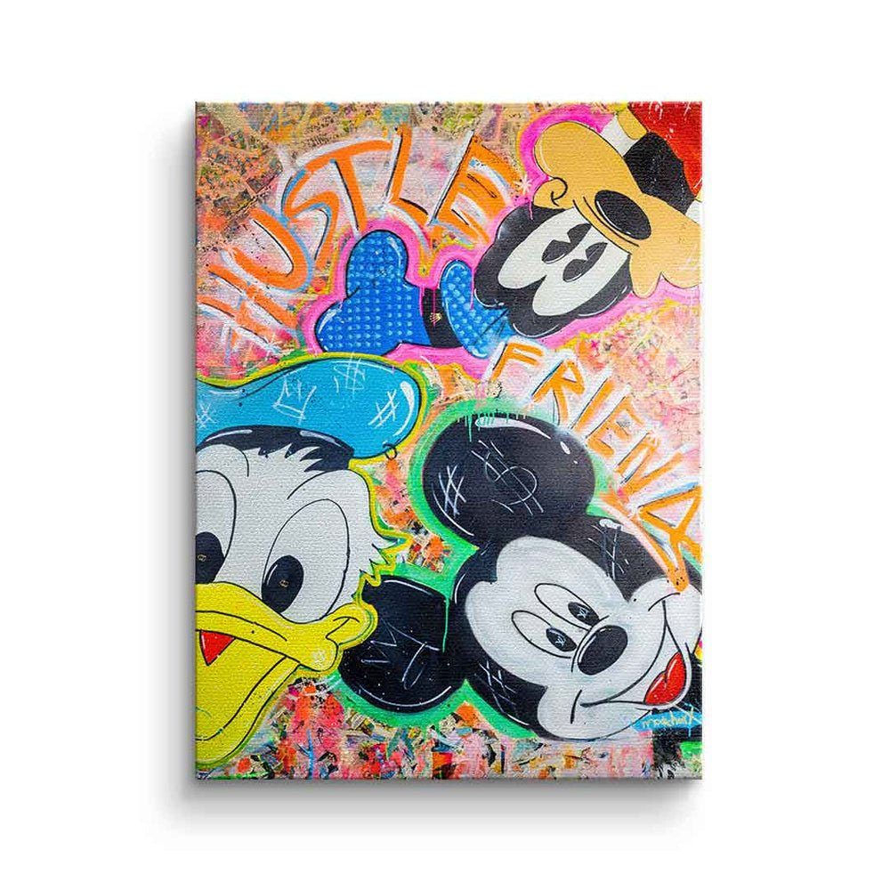 DOTCOMCANVAS® Leinwandbild Hustle Friends, Leinwandbild Micky Maus Donald Duck Goofy Comic Hustle Friends