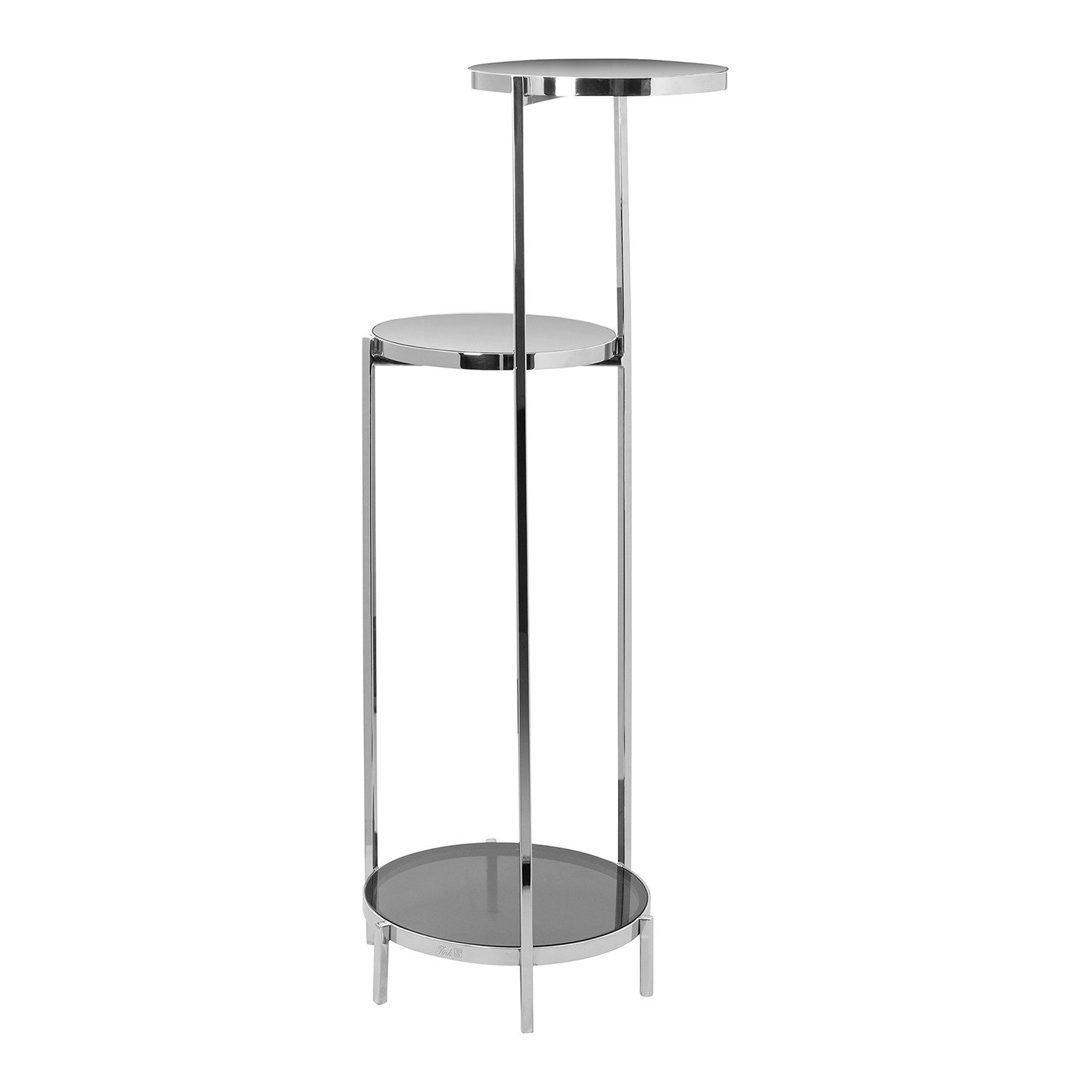 Säulen-Esstisch ISARA Säule - grau-glänzend - Glas/ Edelstahl - H. 102cm - Ablage