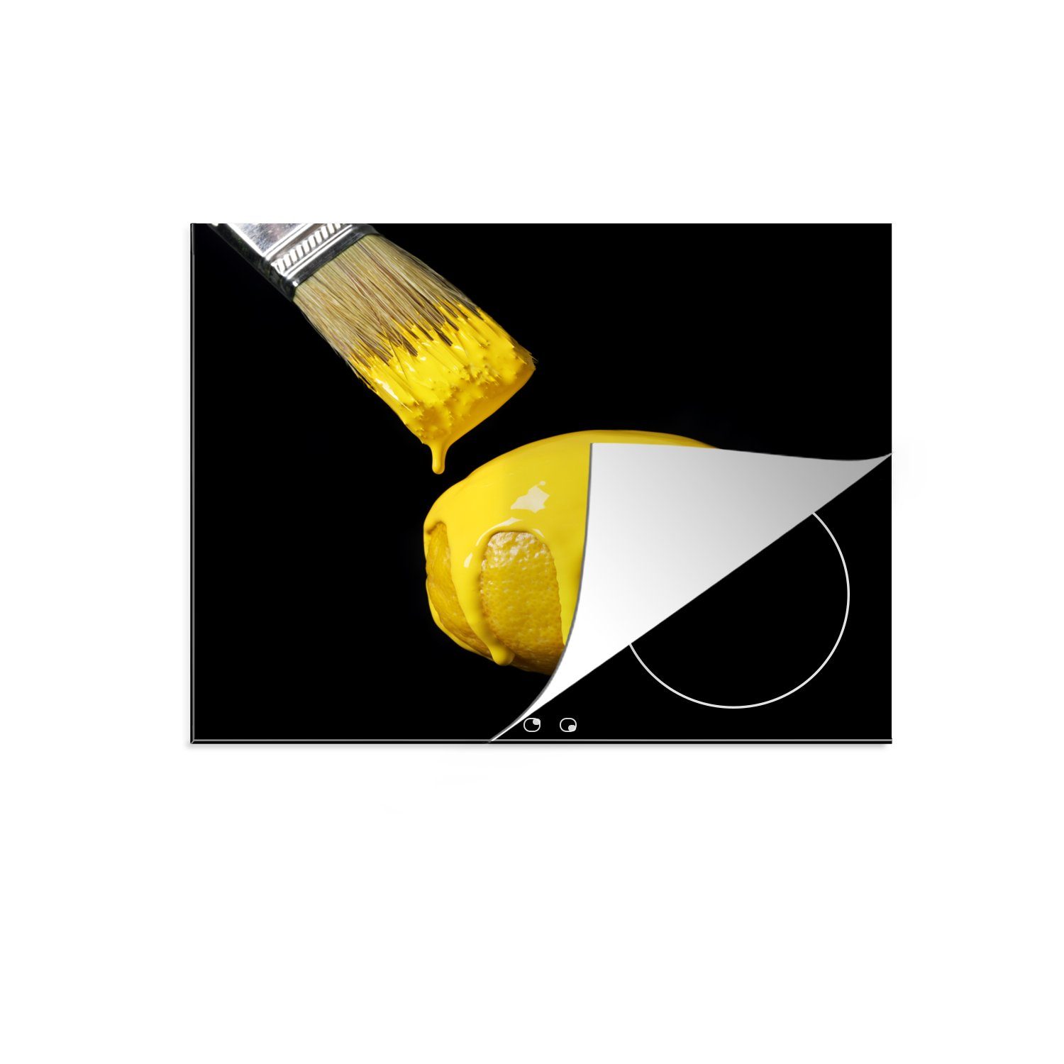Ceranfeldabdeckung Gelb nutzbar, tlg), MuchoWow Herdblende-/Abdeckplatte Arbeitsfläche Zitrone, (1 60x52 cm, Vinyl, Mobile gefärbte