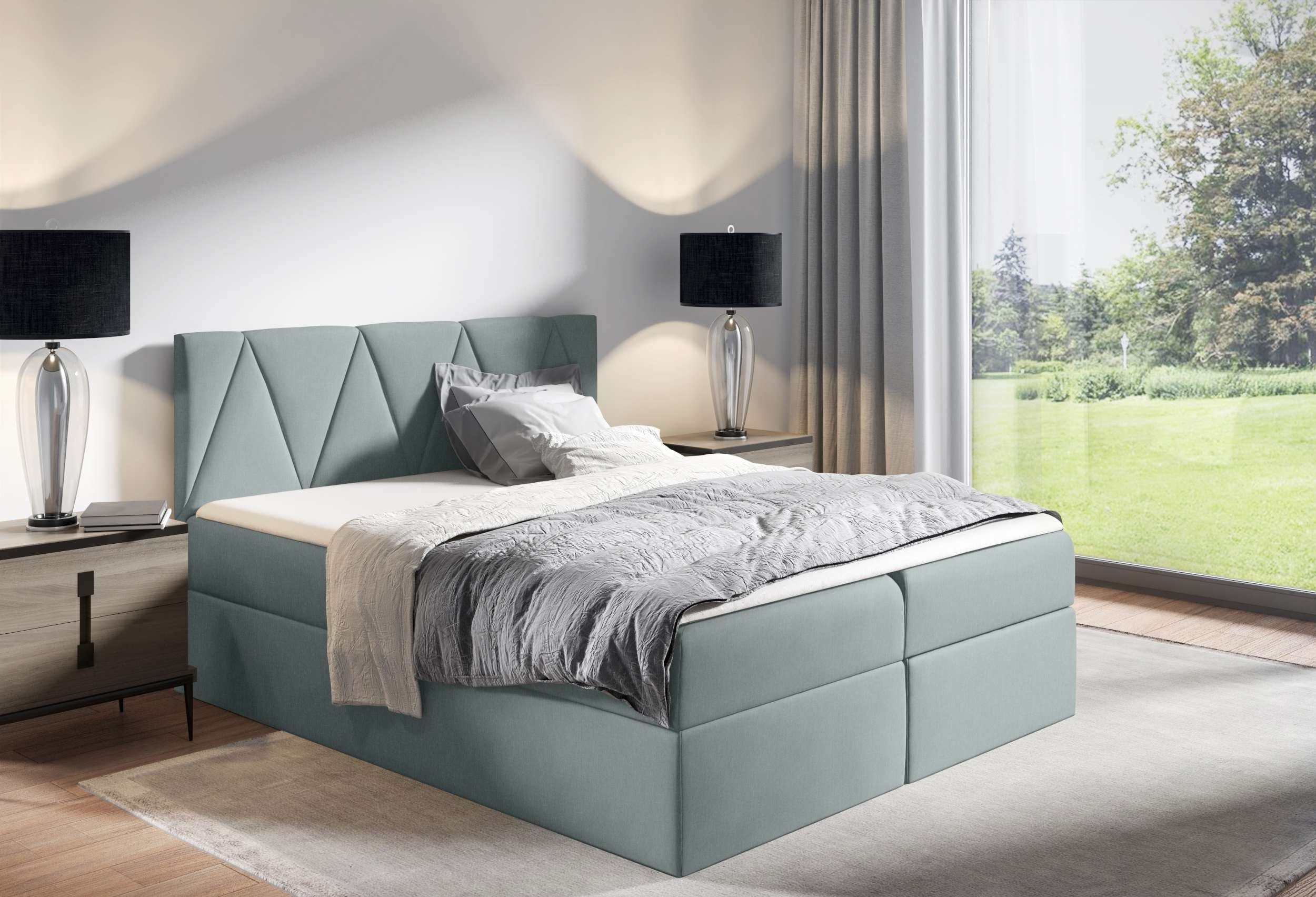 99rooms Boxspringbett Rita (Schlafzimmerbett, Bett), 120/140/160/180/200x200, Bonellfederkern Matratze, Topper, Bettkasten