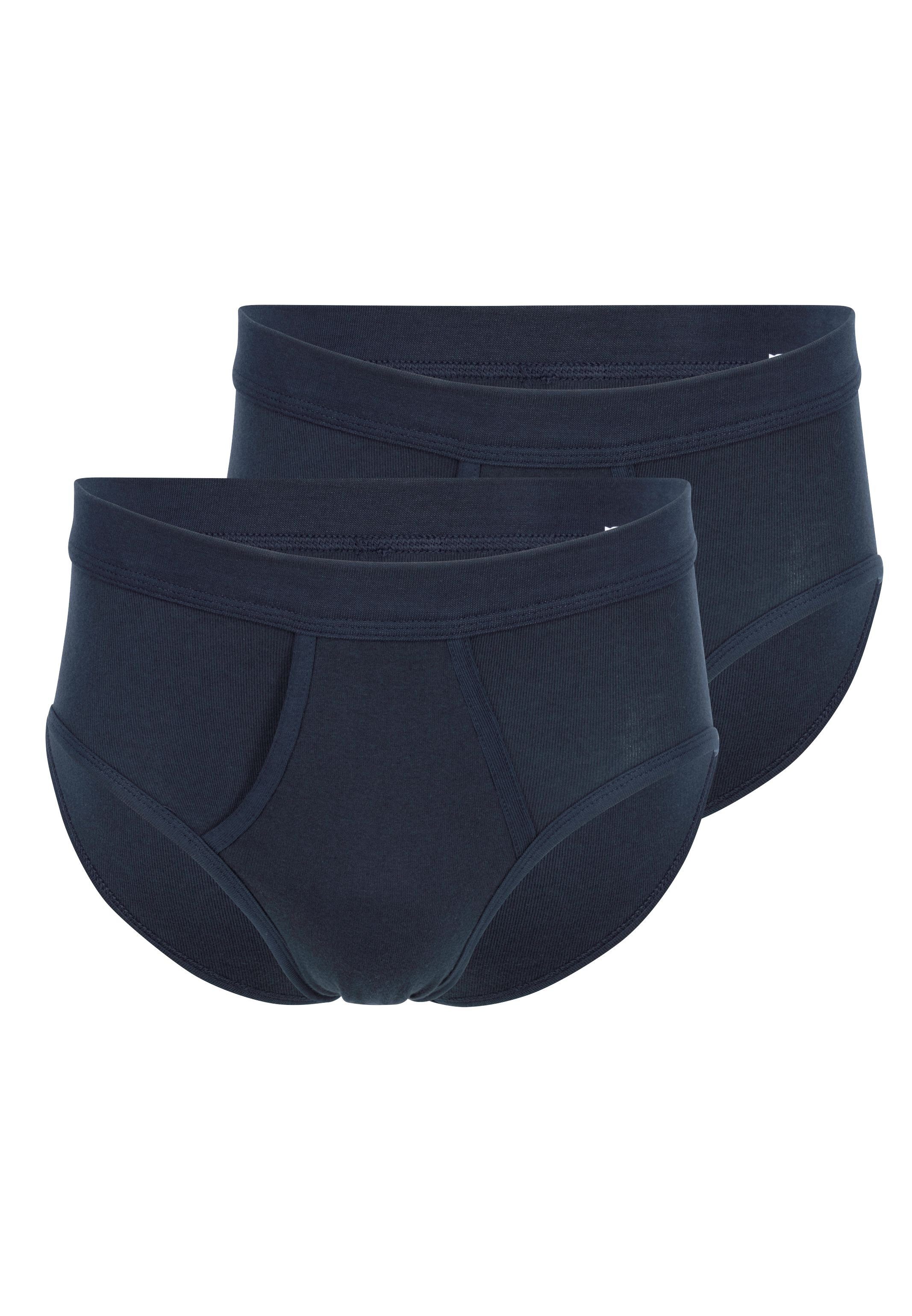 Schiesser Slip 2er Pack Cotton Essentials / Feinripp Unterhose Mit Baumwolle - (Spar-Set, Atmungsaktiv Sportslip Eingriff - 2-St) - Blau