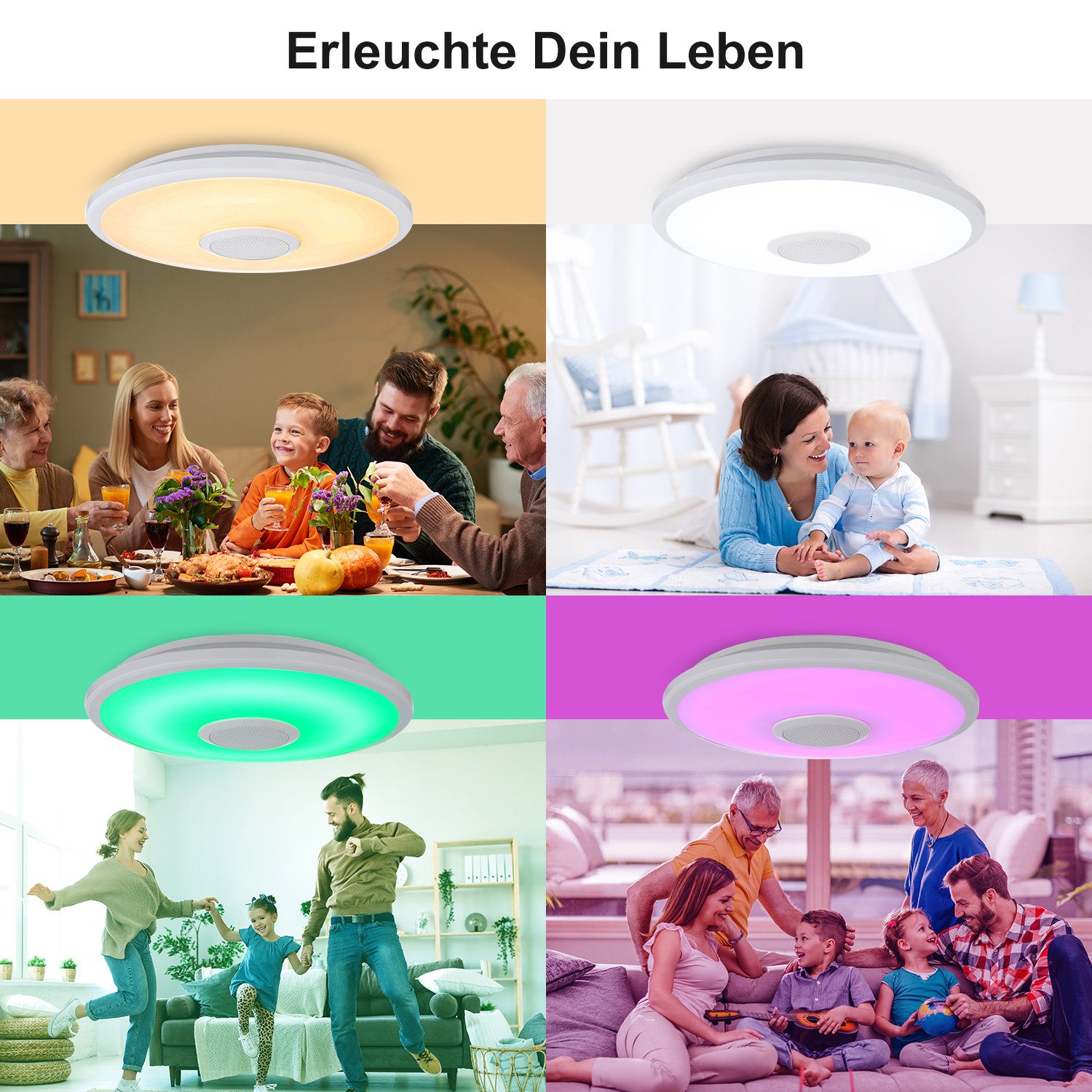 LETGOSPT Deckenleuchte LED Deckenlampe RGB Bluetooth günstig online kaufen