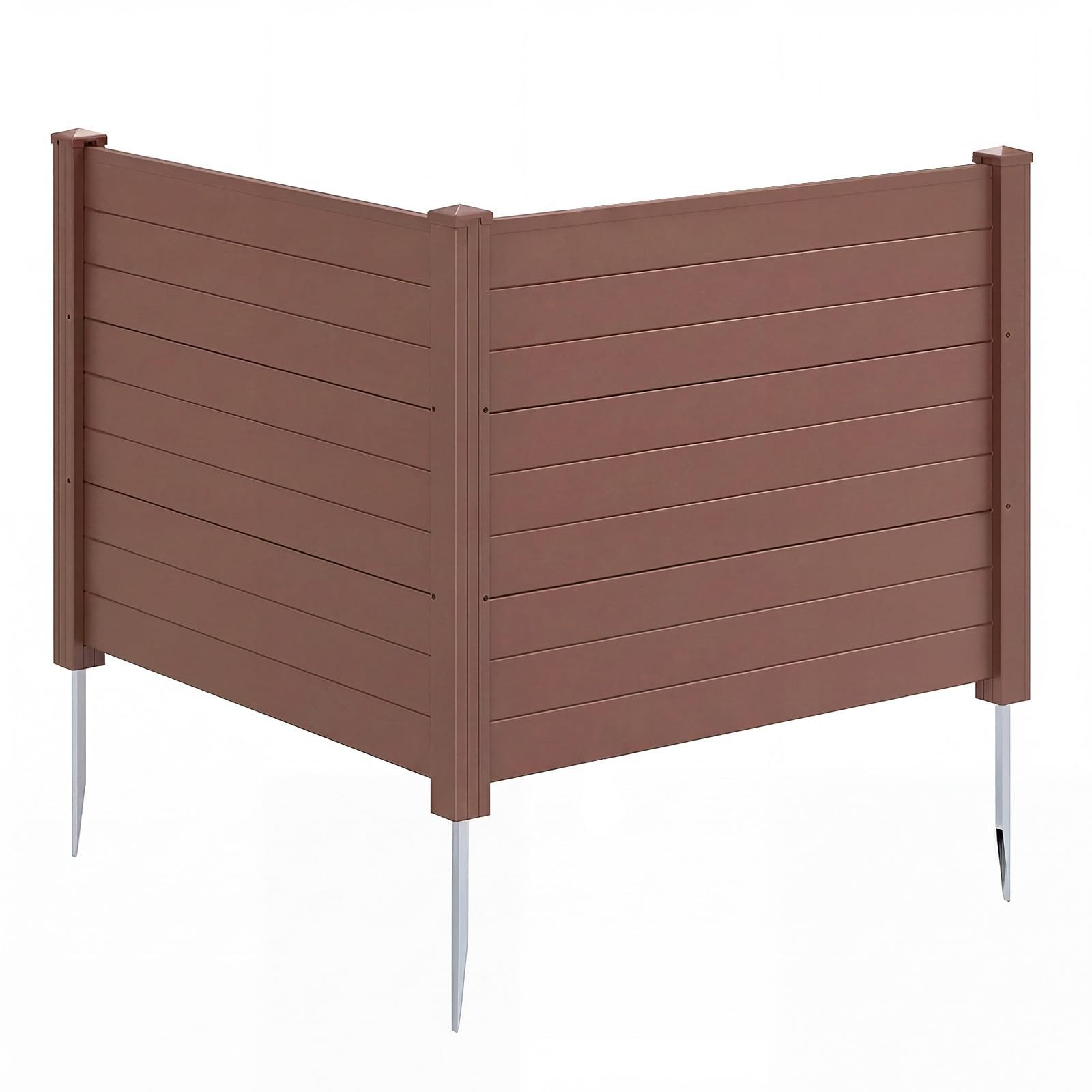 COSTWAY Gartenzaun, Steckzaun Lamellenzaun mit 3 Pfählen, 122 x 95 cm
