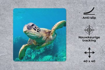 MuchoWow Gaming Mauspad Meeresschildkrötenschwimmen auf Hawaii (1-St), Mousepad mit Rutschfester Unterseite, Gaming, 40x40 cm, XXL, Großes