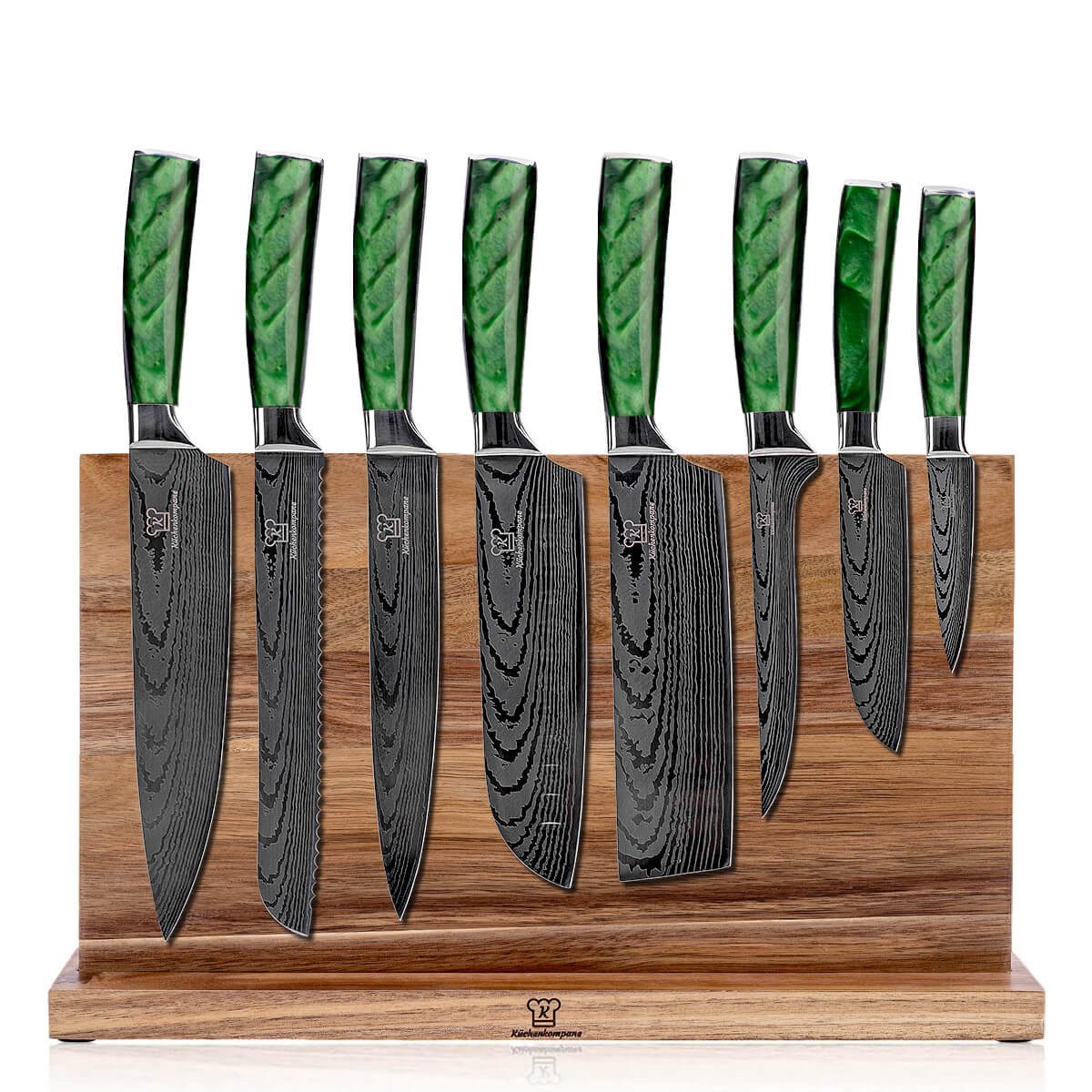 Küchenkompane Ножи-Set Ножиset mit magnetischem Ножиblock - 8-teiliges Küchenmesser Set (2-tlg)