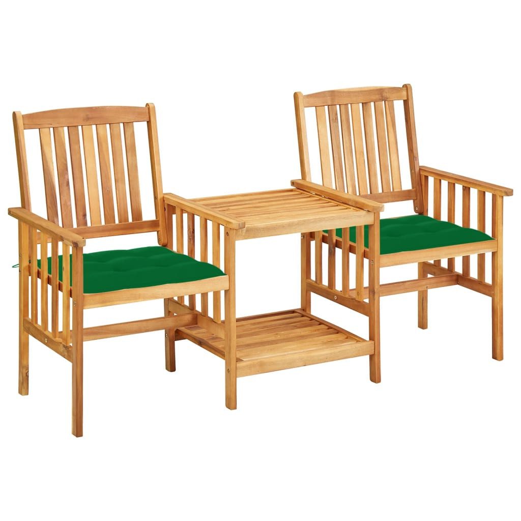 vidaXL Gartenlounge-Set Gartenstühle mit Teetisch und Kissen Massivholz, (1-tlg)