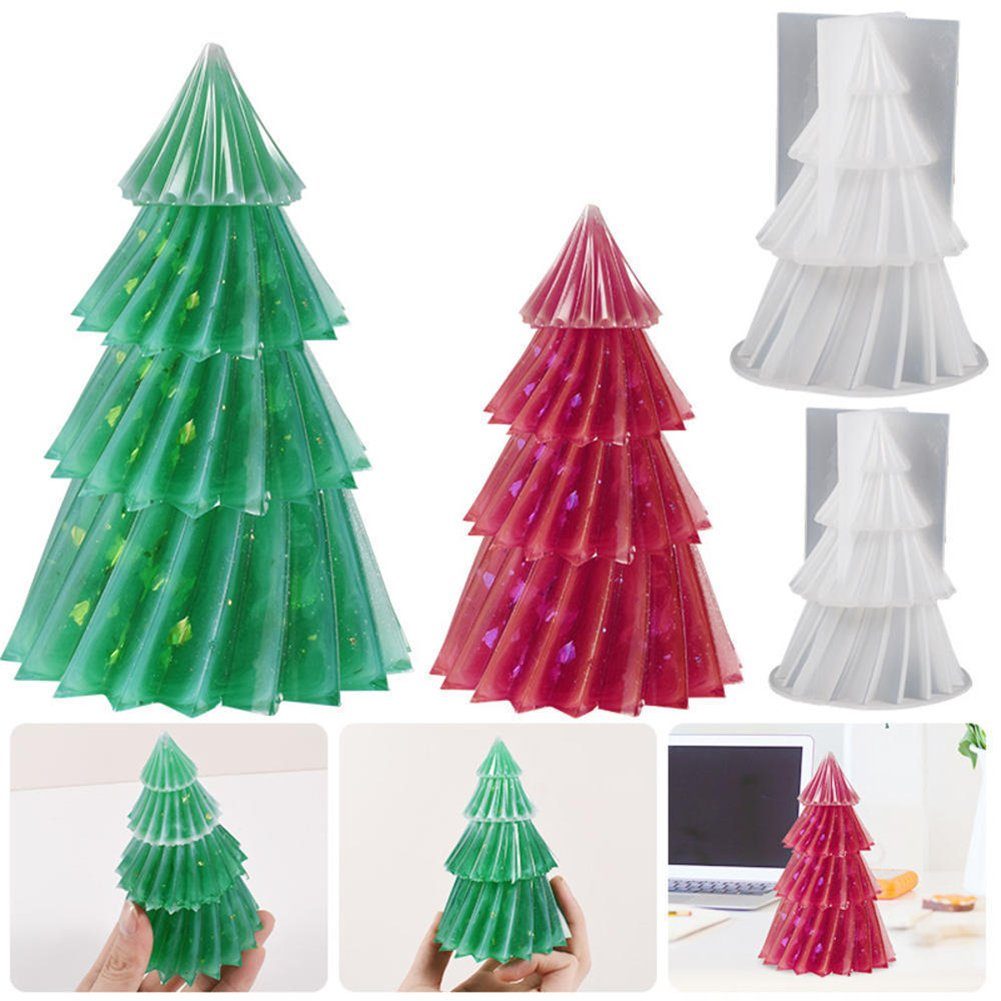 DIY-Weihnachtsbaum-Kerzenform, Gestreift Silikonform Blusmart Weihnachts-Silikonform,