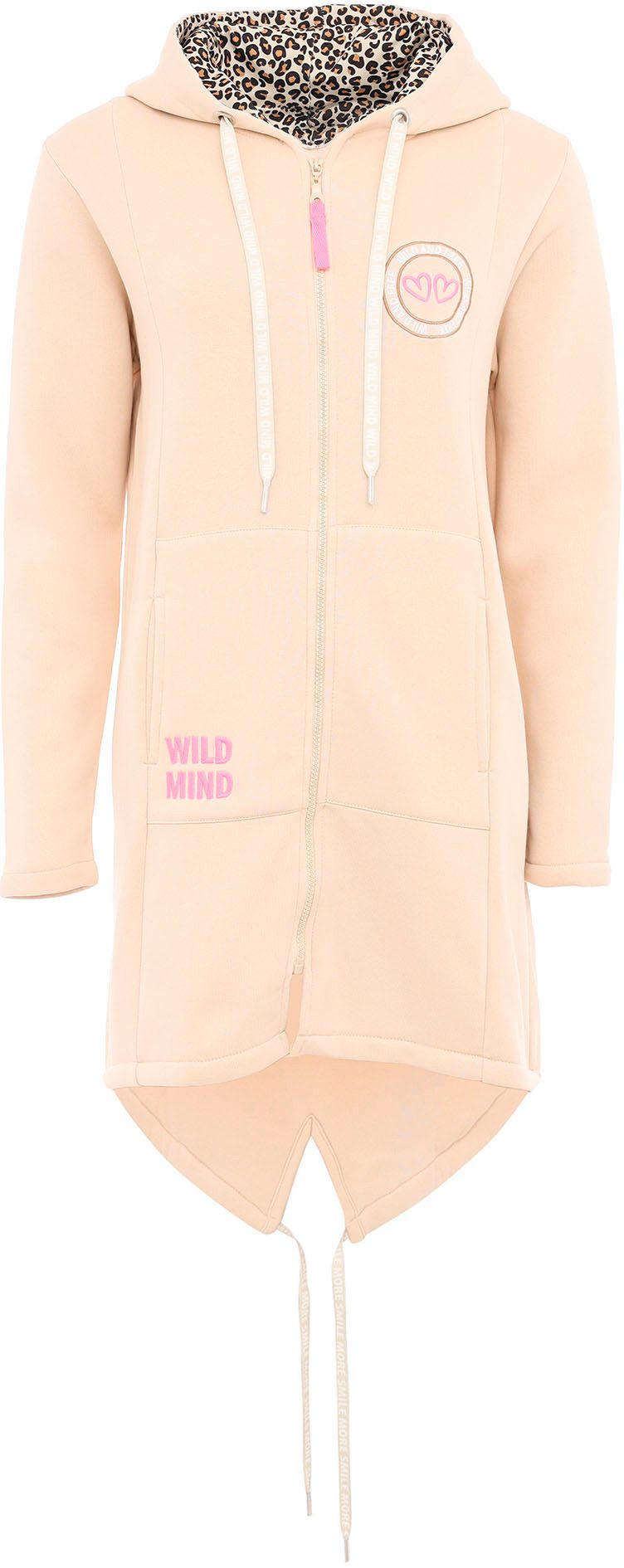 Zwillingsherz Jerseymantel "Wild Strong Free" mit Kapuze, Taschen, Front un günstig online kaufen