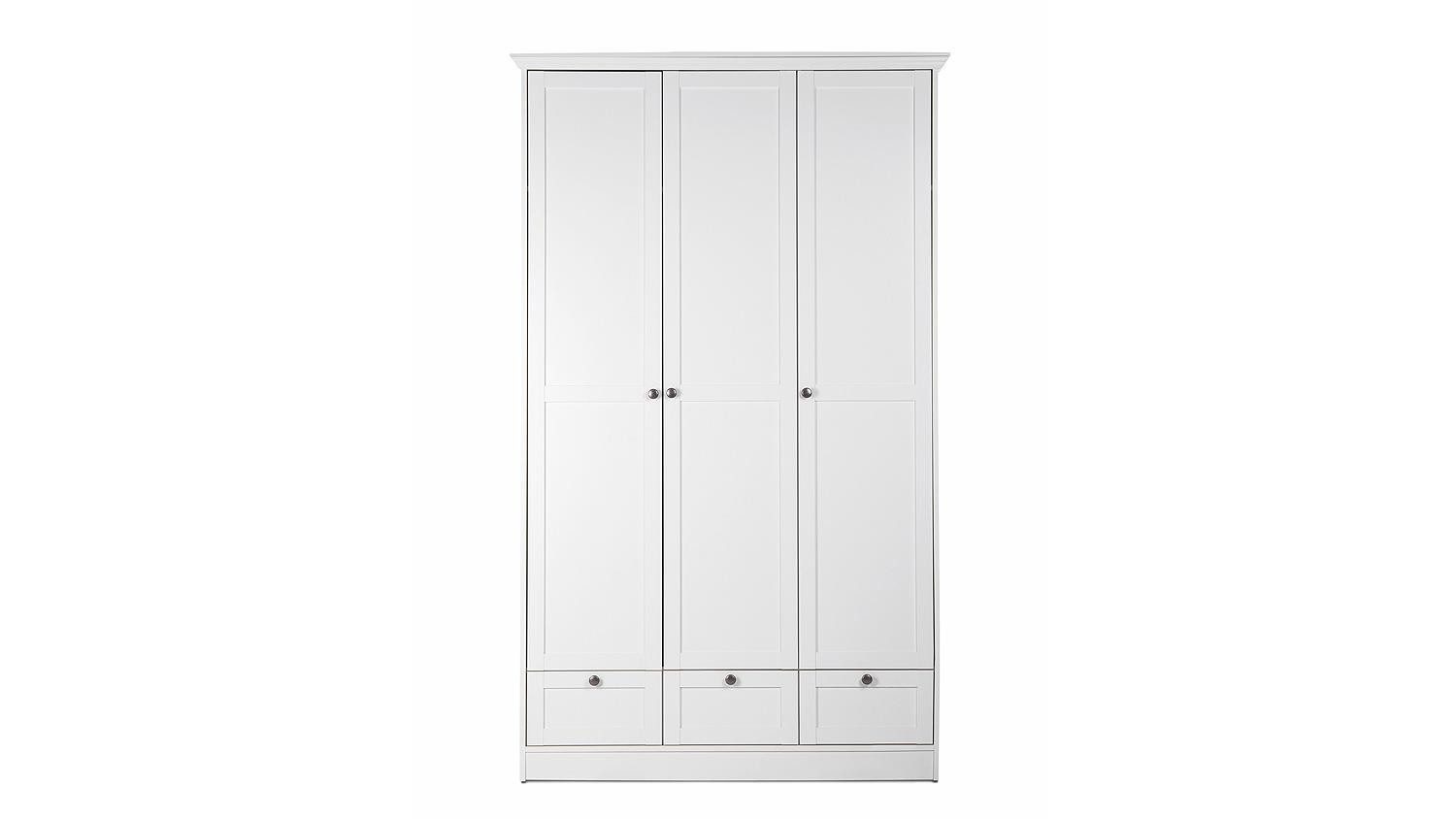 Finori Kleiderschrank Kleiderschrank Landwood in weiß Landhausstil 3-türig 120x200 cm