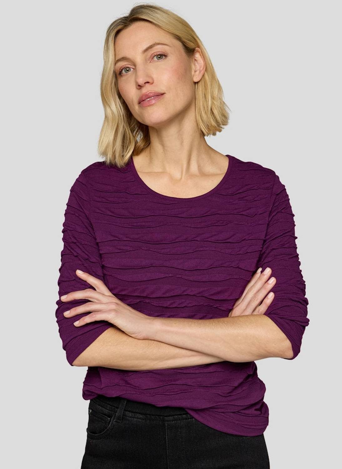 Rabe T-Shirt Violett-Wave Lebendige 3D-Wellen-Struktur günstig online kaufen