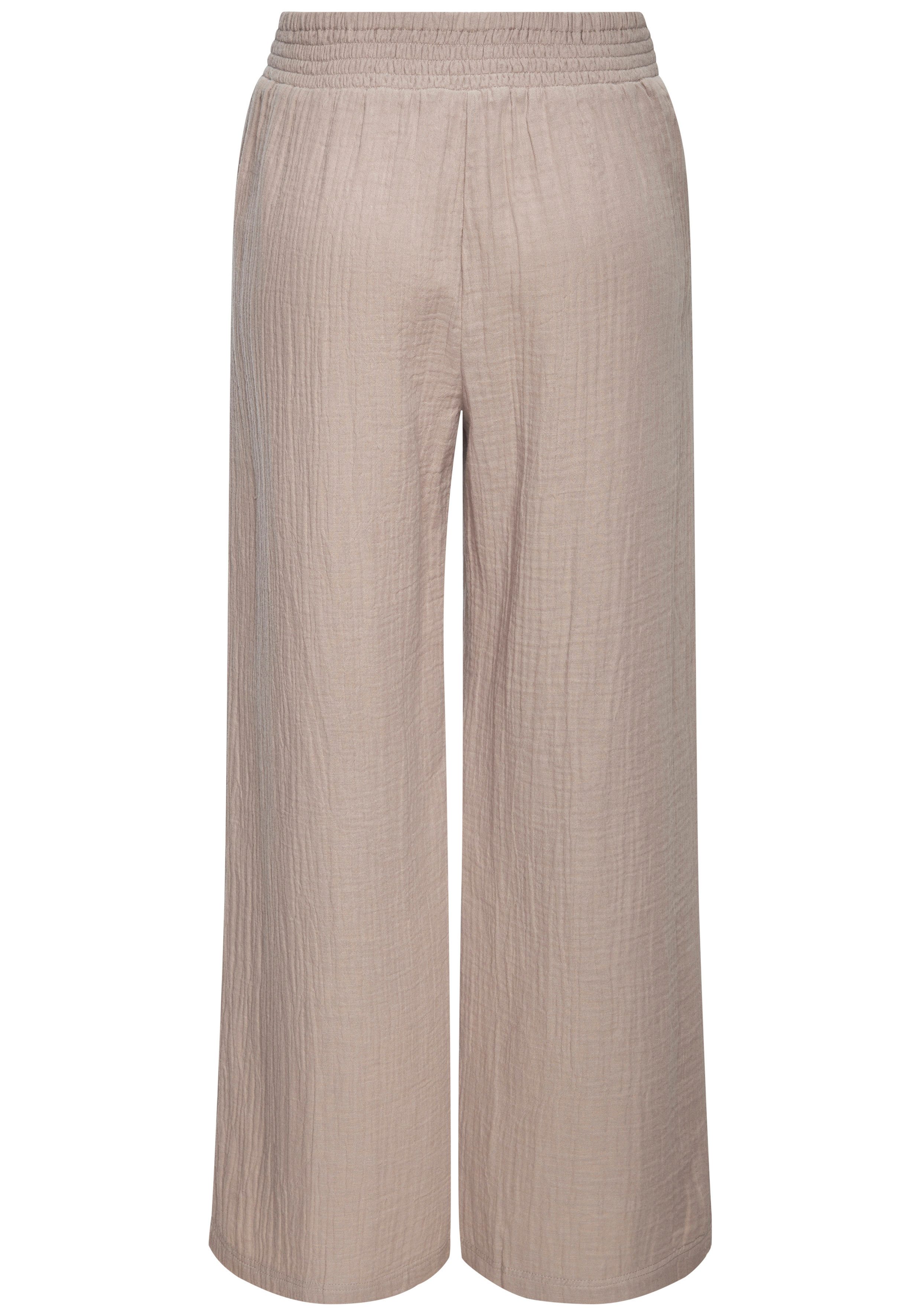 Beachtime by Lascana Schlupfhose aus weicher Musselinware mit elastischem Bund lange Musselinhose, luftige Strandhose mit weitem Schnitt, Sommerhose