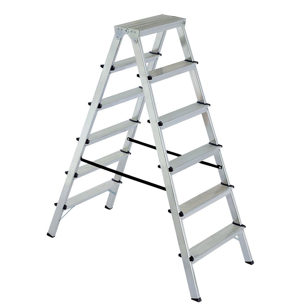 BRB-Lagertechnik Doppelleiter Doppelleiter/Bockleiter 2x6 Stufen, max. Arbeitshöhe 3300 mm, Doppelleiter/Bockleiter aus Alu
