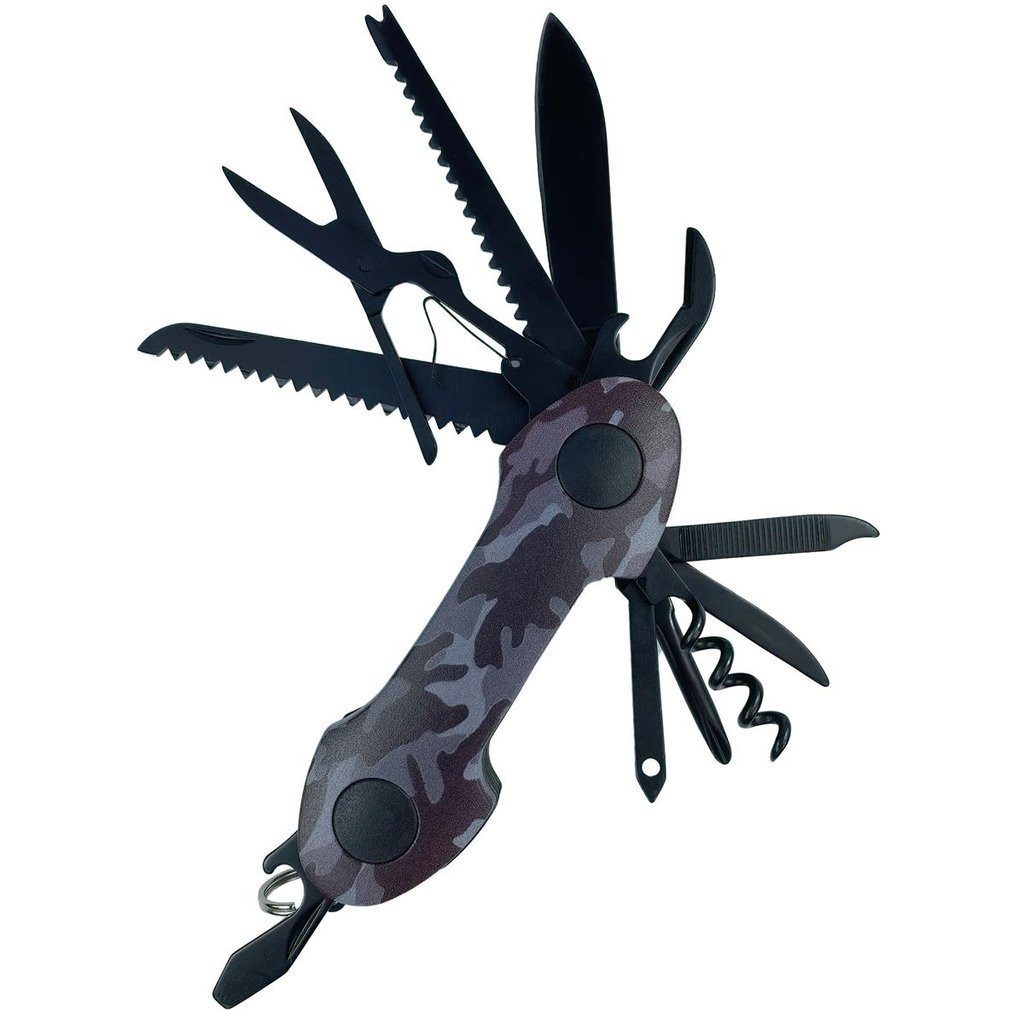 Munkees Universalmesser Schwarztarn-Design, 15 Funktionen, Schlüsselring, (Einzelartikel, 1 St), 15 Funktionen, Schwarztarn, Multifunktionswerkzeug