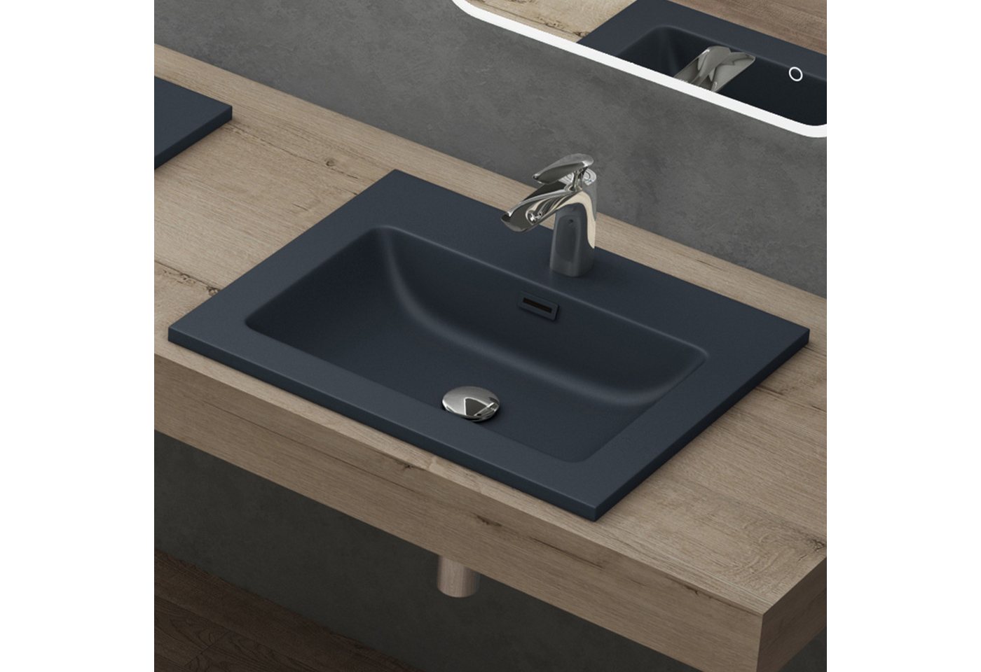 Thumbnail - doporro Waschbecken Aufsatzwaschbecken Einbauwaschbecken aus Gussmarmor Handwaschbecken