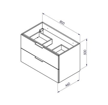 welltime Waschtisch Athen Badschrank Badezimmer WC Unterschrank mit Becken (Set), Waschplatz mit 2 Schubladen, Breite 80cm Softclose Bad