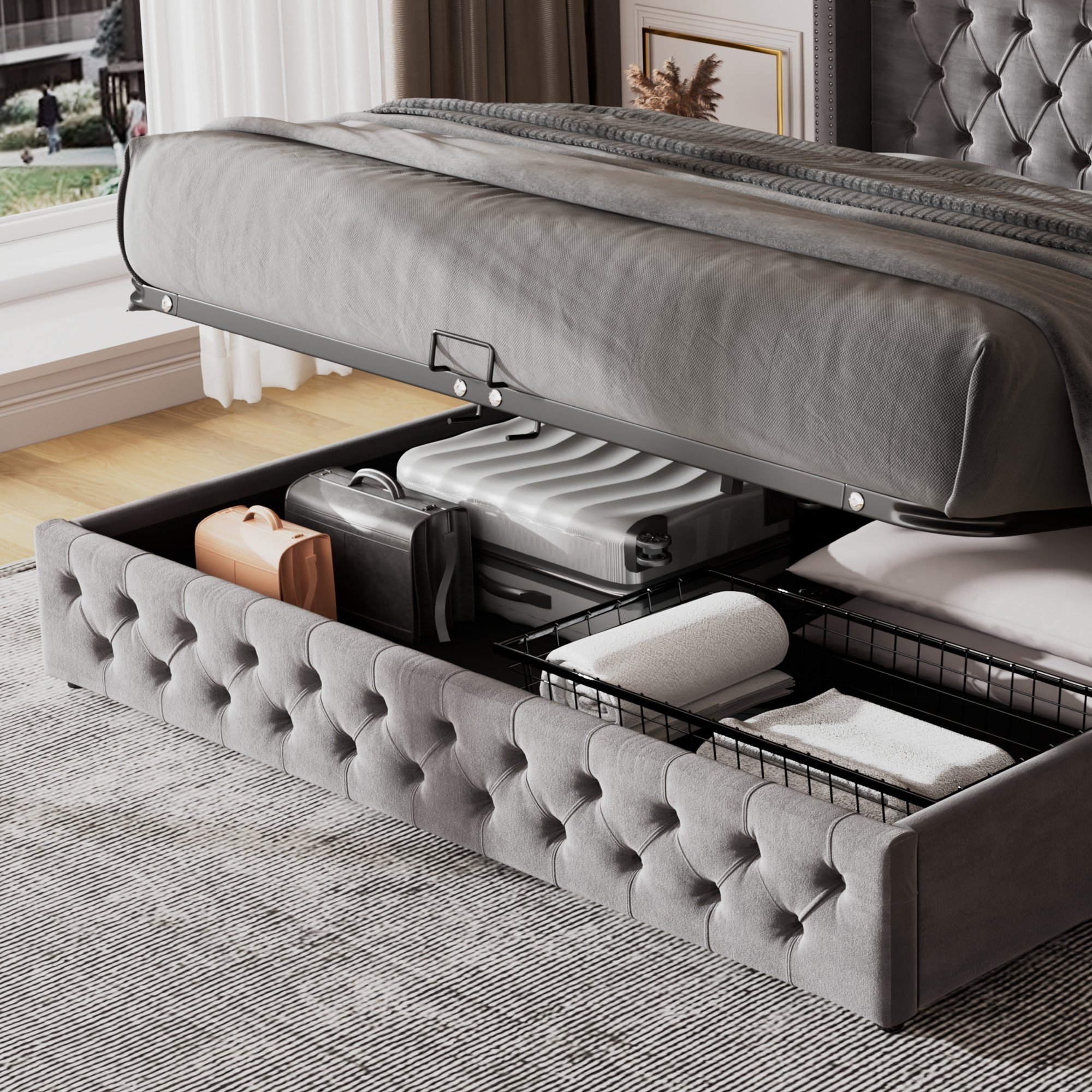 REDOM Polsterbett Doppelbett Bett Stauraumbett Jugendbett günstig online kaufen