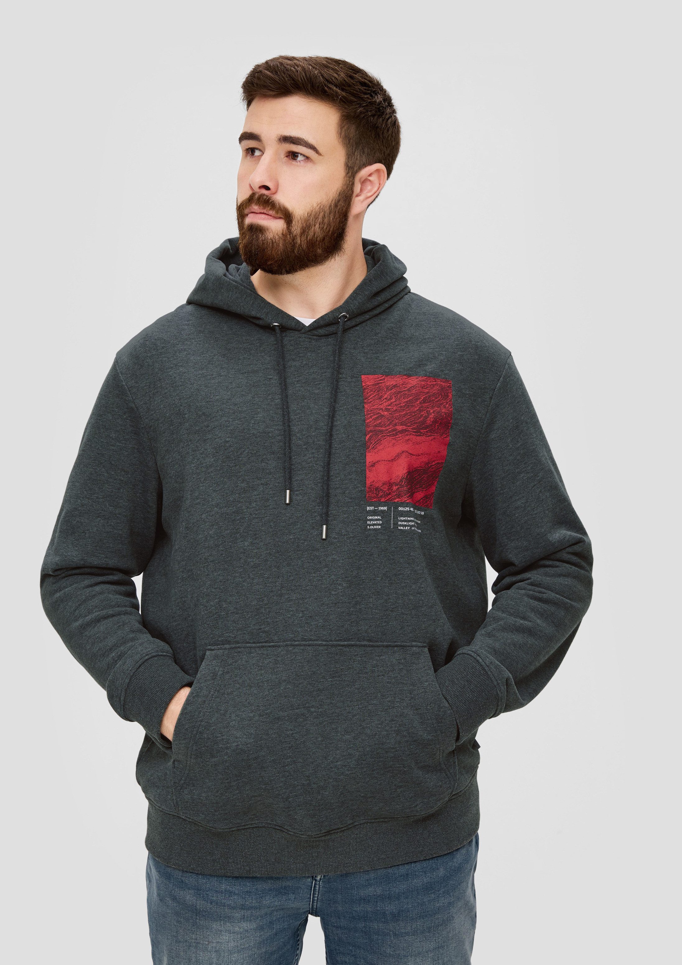 s.Oliver Sweatshirt Sweatshirt Kapuzensweater mit Frontprint