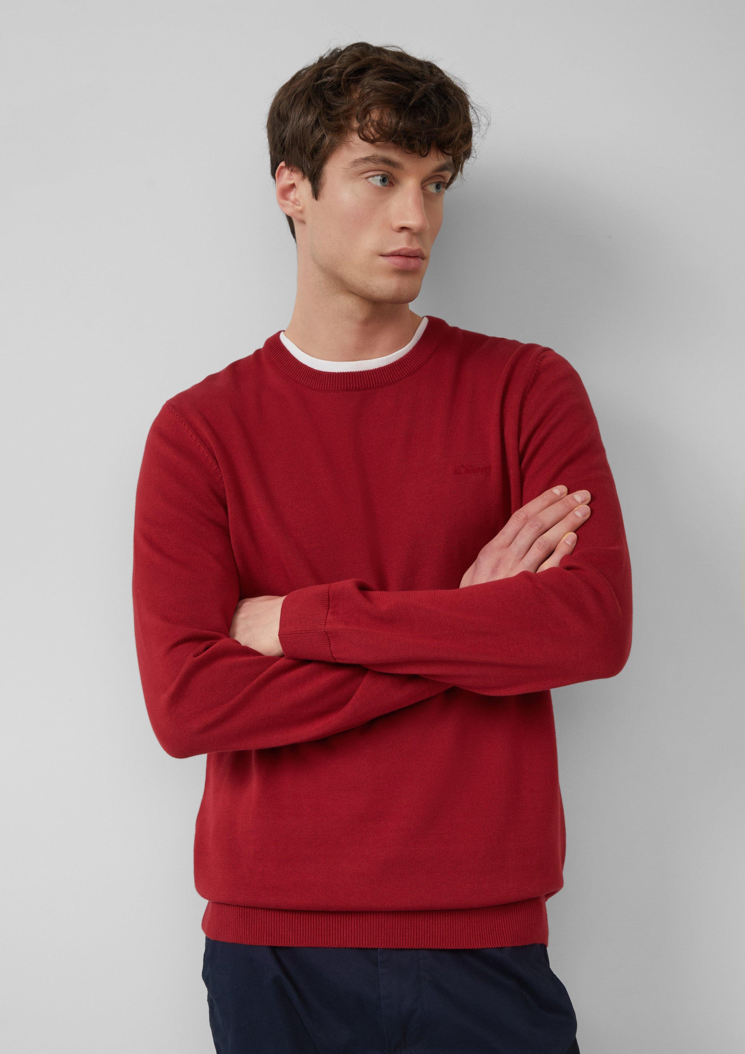 s.Oliver Strickpullover Strickpullover mit Logo-Stickerei Logo günstig online kaufen