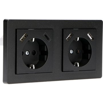 PRO Charge Schalter 2900146 Abdeckrahmen, 2-fach schwarz matt für USB-Steckdose